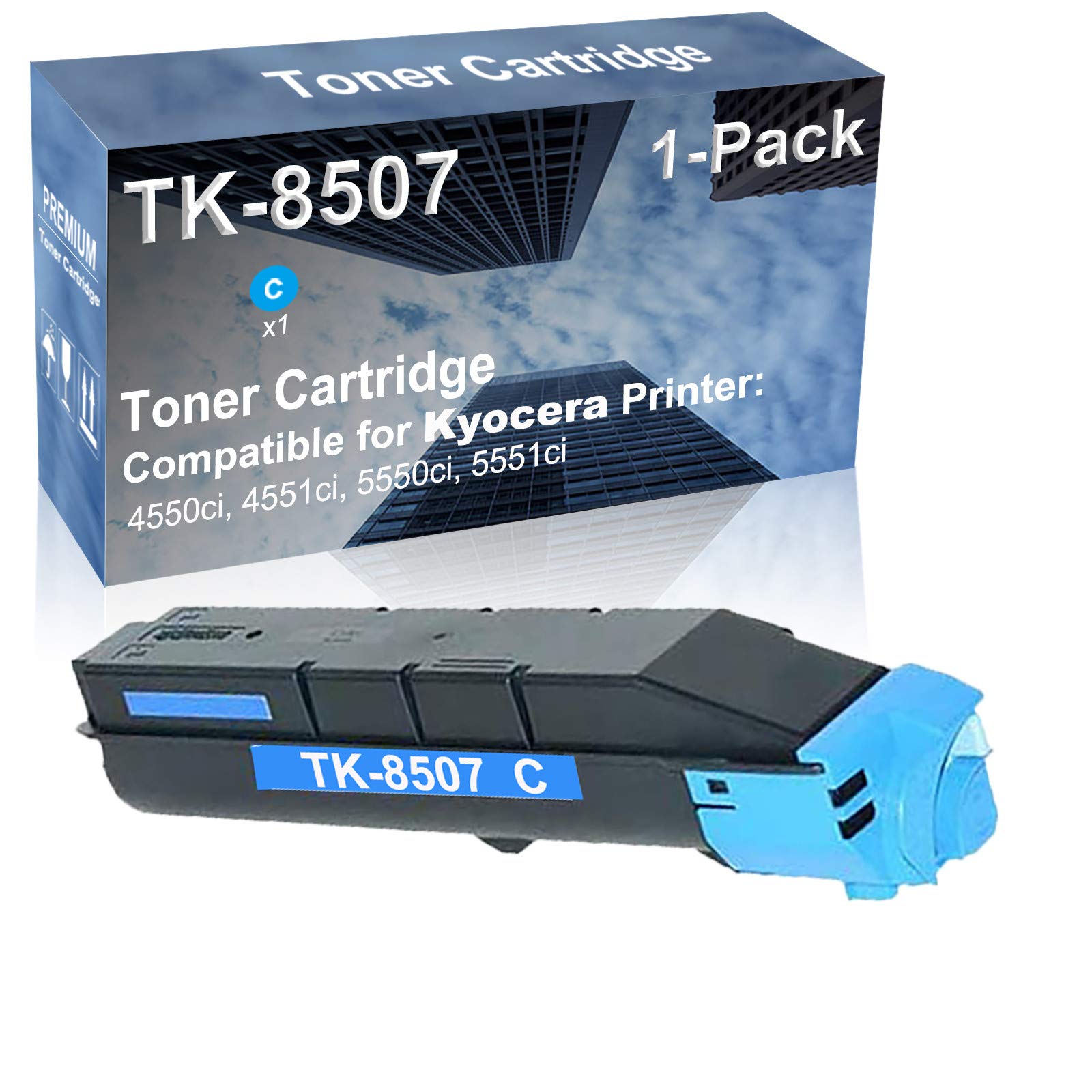 High Yield TK8507C (TK-8507) Cyan Laser Toner Cartridge - 1-Pack Compatible with Kyocera TaskAlfa 4550ci 4551ci 5550ci 5551ci Printers - Perfect for Office Printing & High Volume Documents
