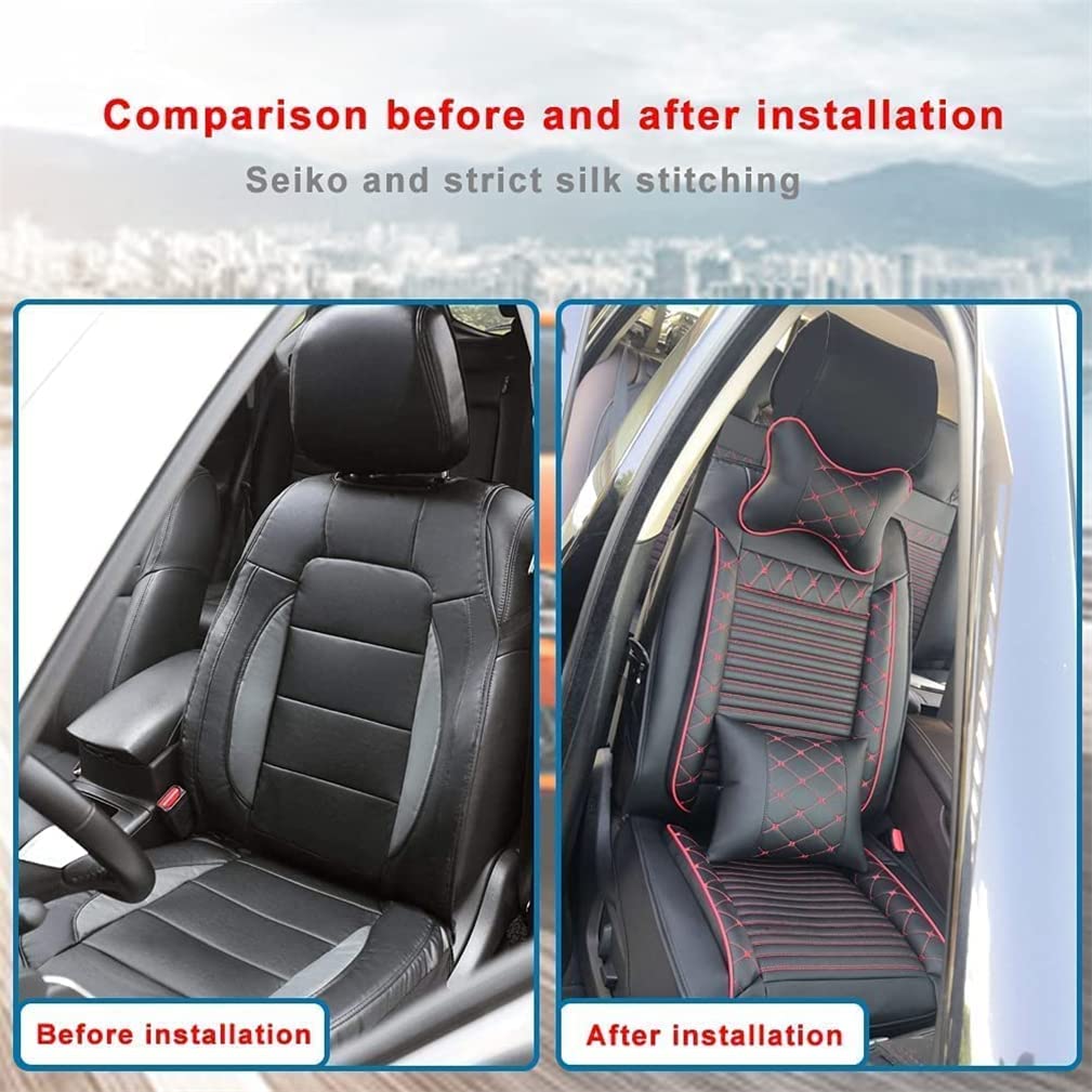 Premium PU Car Cover - All Weather Protection for Nissan Leaf 2011-2022 | Waterproof & Anti-Slip Interior Protector | Fits Front & Rear Seats (Black/Red) | Perfect for Daily Commuting & Long-Term Vehicle Storage