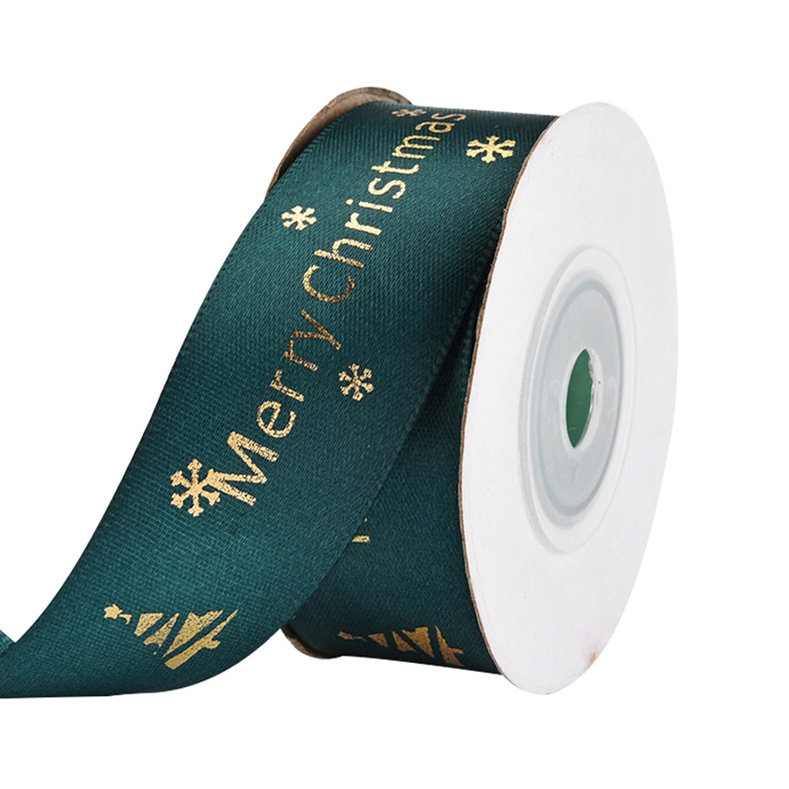 Christmas Ribbon Roll - 2.5cm x 10 Yards Decorative Gift Wrapping Ribbon for DIY Crafts, Wedding Bows, Floral Decorations & Holiday Present Wrapping - Perfect for Christmas Gifts, Party Decor and Home Decoration