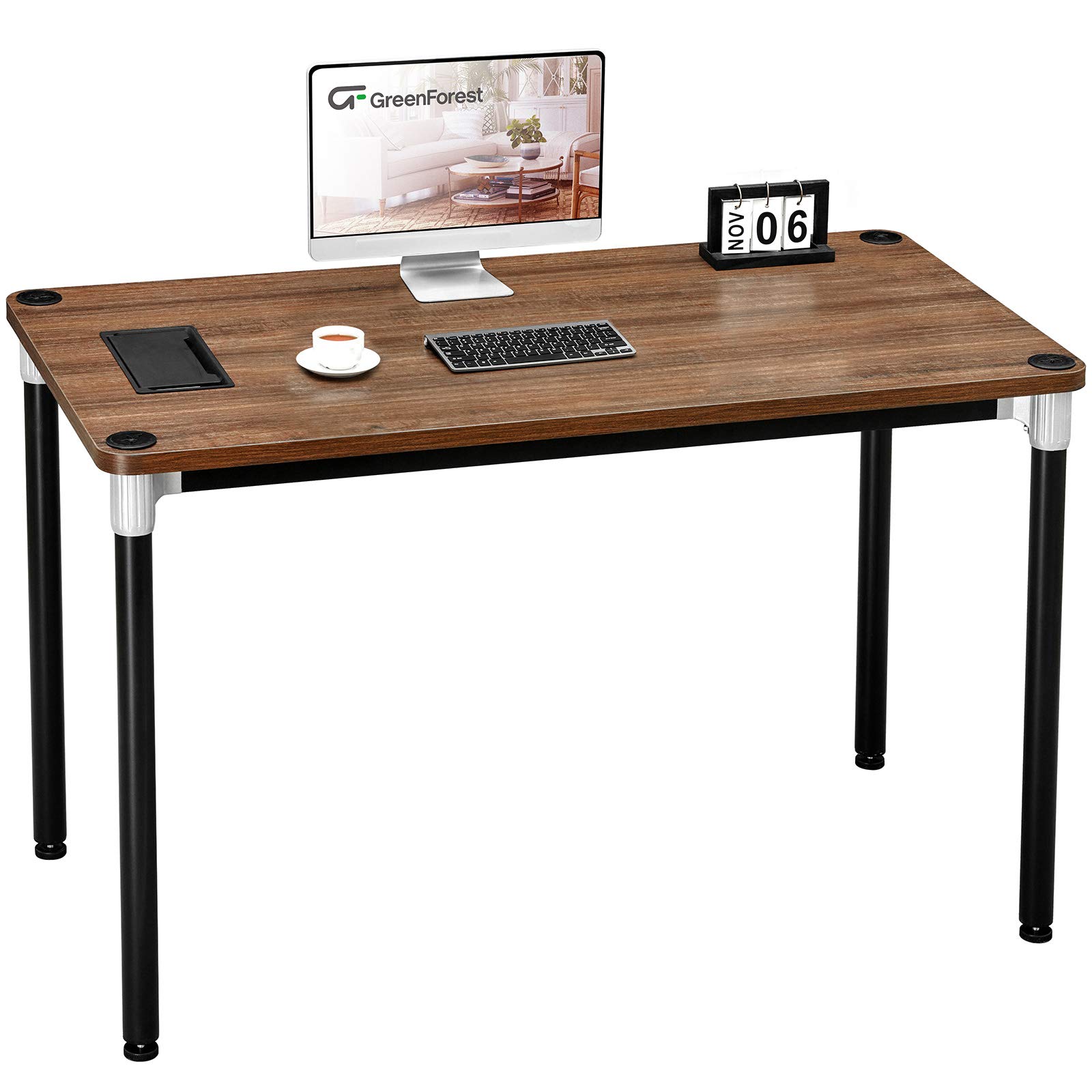 GreenForest 47-inch Computer Desk - Modern Home Office Writing Desk, Small PC Table with Sturdy Workstation in Walnut Finish | Perfect for Remote Work, Gaming & Study Spaces