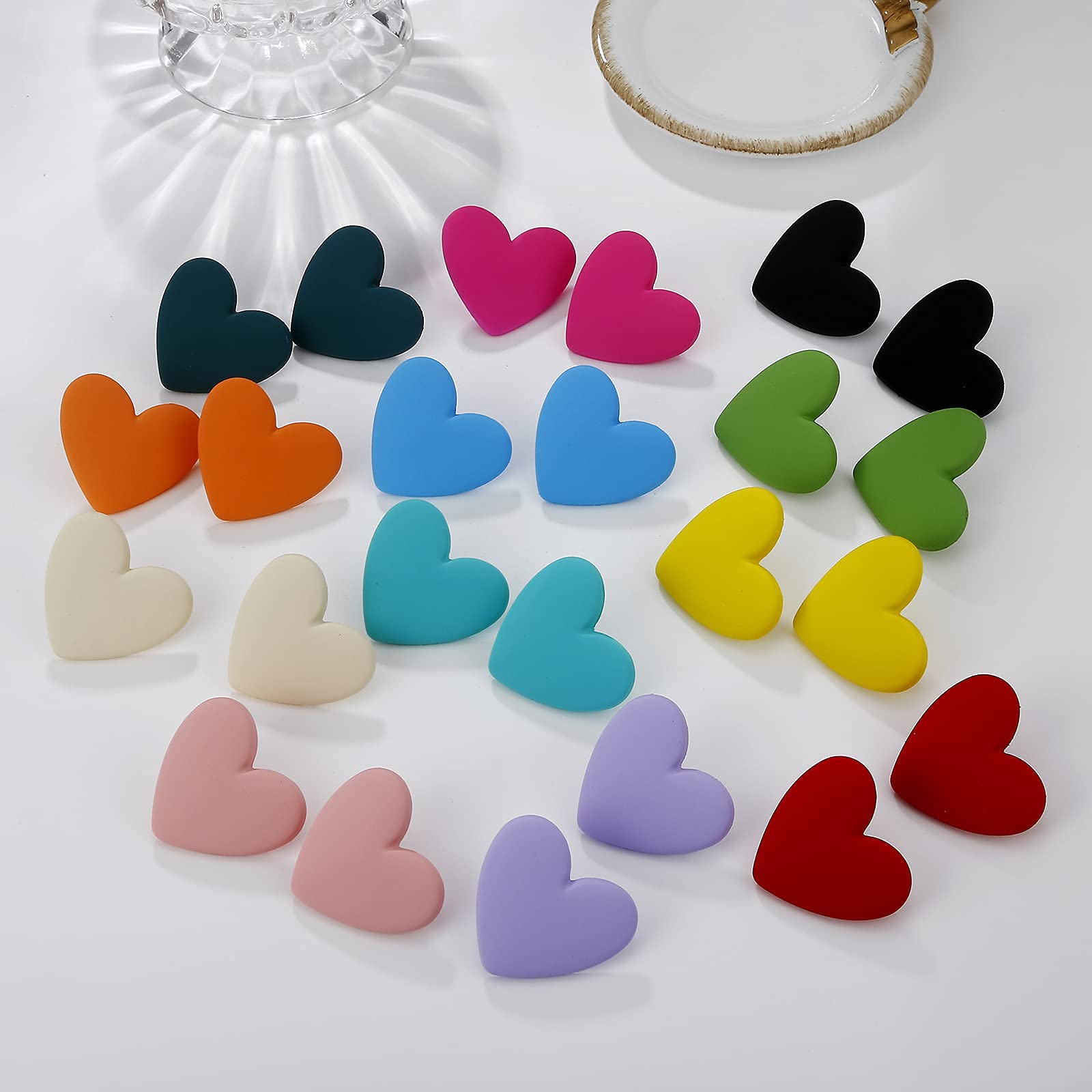 Candy Color Heart Acrylic Earrings for Women - Large Lightweight Dangle Drop Earrings - Perfect for Valentine's Day, Date Night & Party Accessories