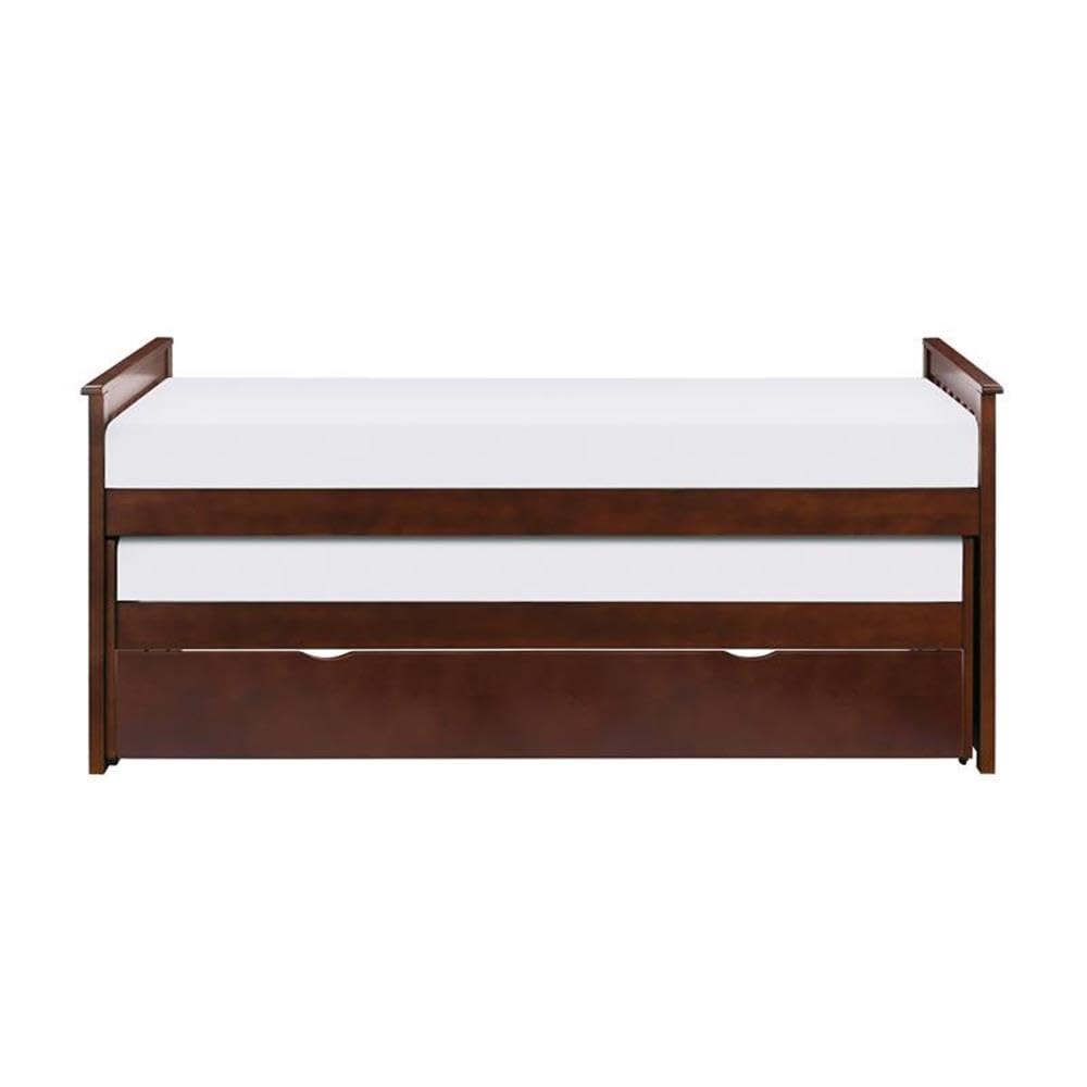 Lexicon Rowe Transitional Wood Twin/Twin Bed with Twin Trundle in Dark Cherry - Perfect for Kids' Bedrooms, Guest Rooms & Space-Saving Solutions
