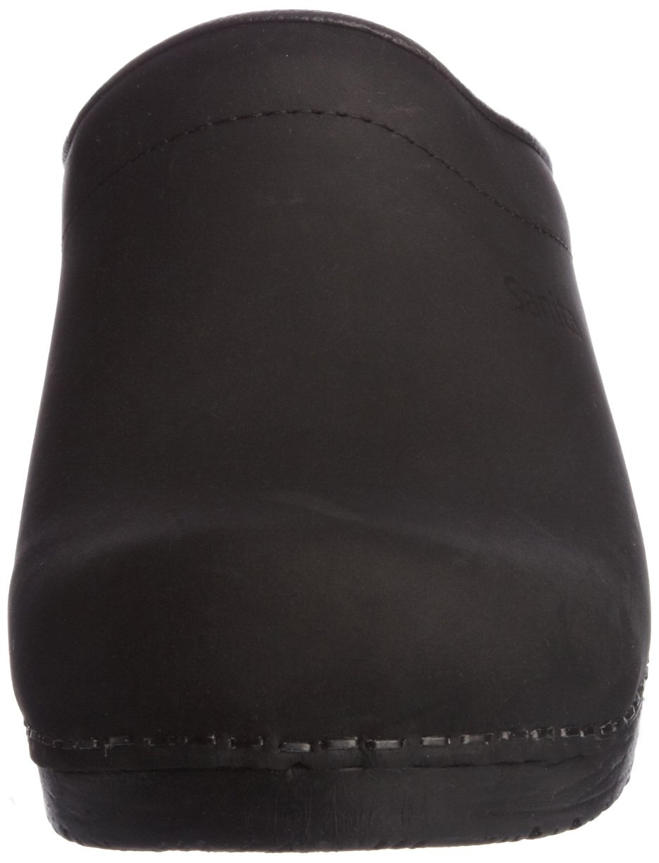 Sanita Women's Sonja Black Oil Leather Clogs Size 36 - Comfortable Slip-Resistant Shoes for Nurses, Chefs & Healthcare Workers