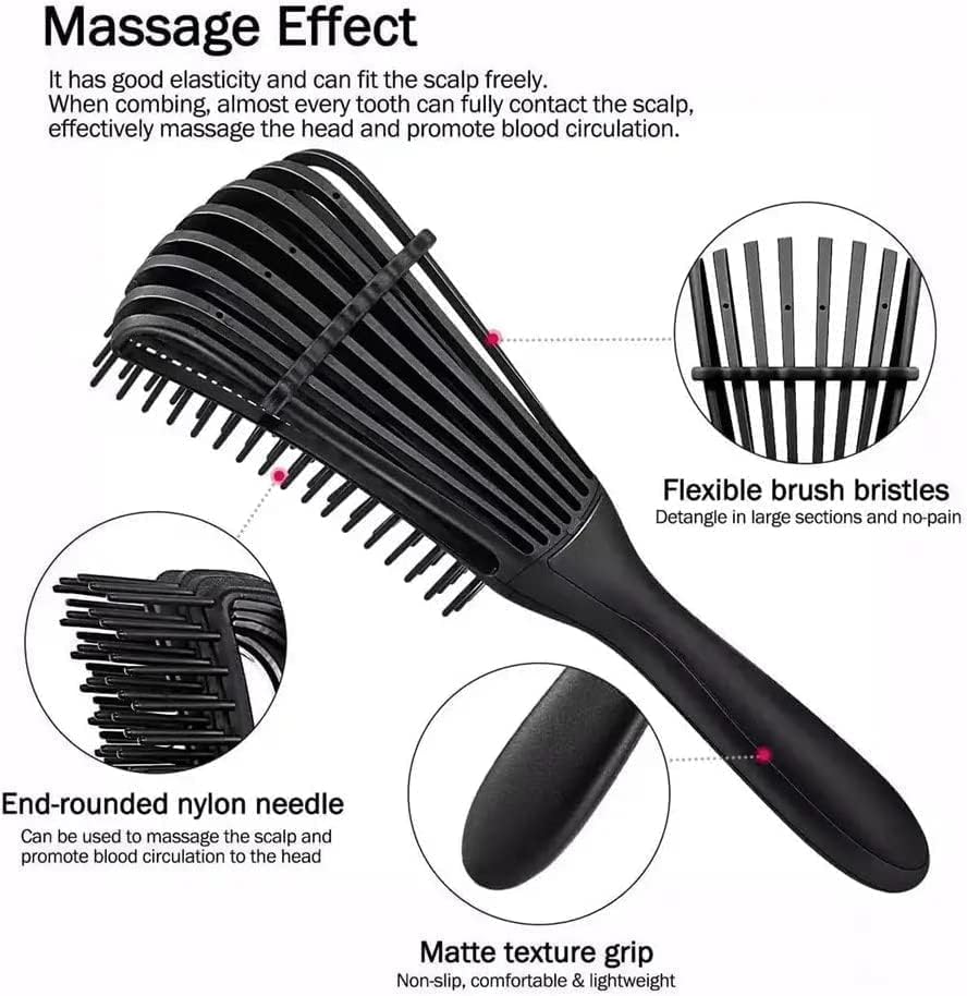 INSIME Detangling Brush for Curly & Wavy Hair - Pain-Free Hair Comb for Women, Men & Kids - Styling Brush for Dry & Wet Hair - Perfect for Salon, Home & Travel Use