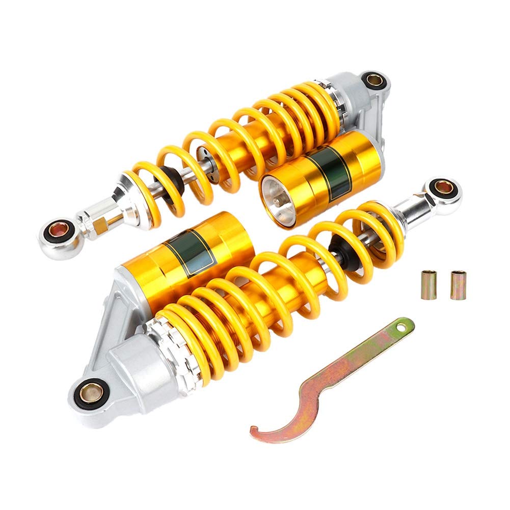 2 Pcs Universal Motorcycle Shock Absorbers - 325mm Stainless Steel Spring Struts, Replacement Dampers for Motorbike (Yellow Golden) - Perfect for Off-Road, Cruiser & Sport Bike Suspension Upgrades
