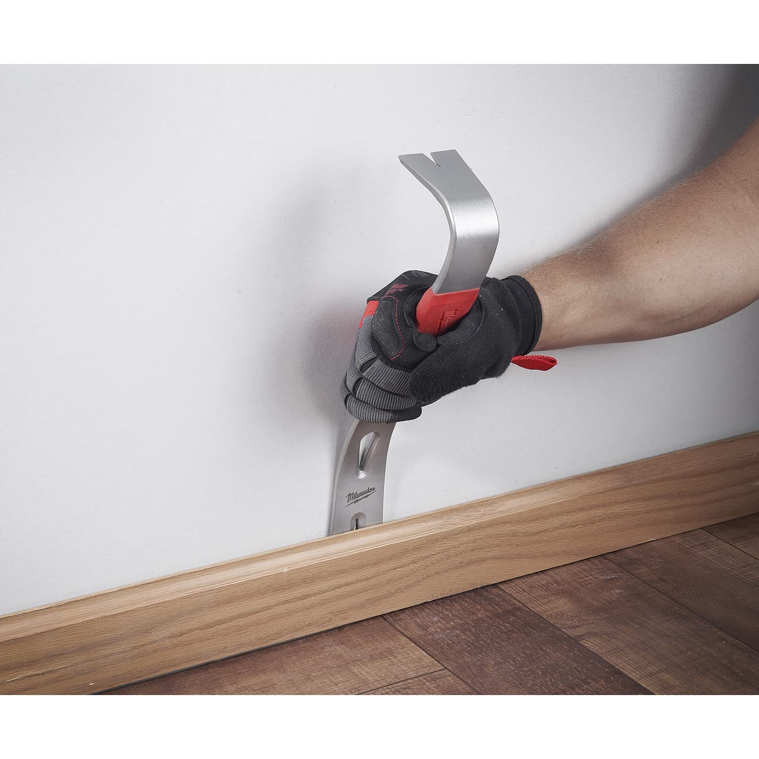 Milwaukee 12-Inch Shock Shield Bar Pry Tool (48-22-9034) - Heavy-Duty Demolition & Construction Pry Bar for Remodeling, Flooring, and Woodworking Projects