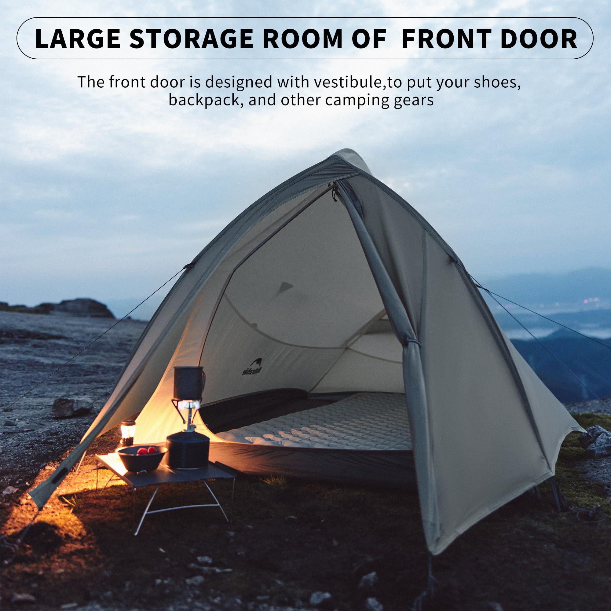 Naturehike Cloud Up Pro 2 Person Ultralight Backpacking Tent - 4 Season Waterproof Hiking & Camping Tent for Outdoor Adventures - Perfect for Backpacking, Mountaineering & Wilderness Expeditions