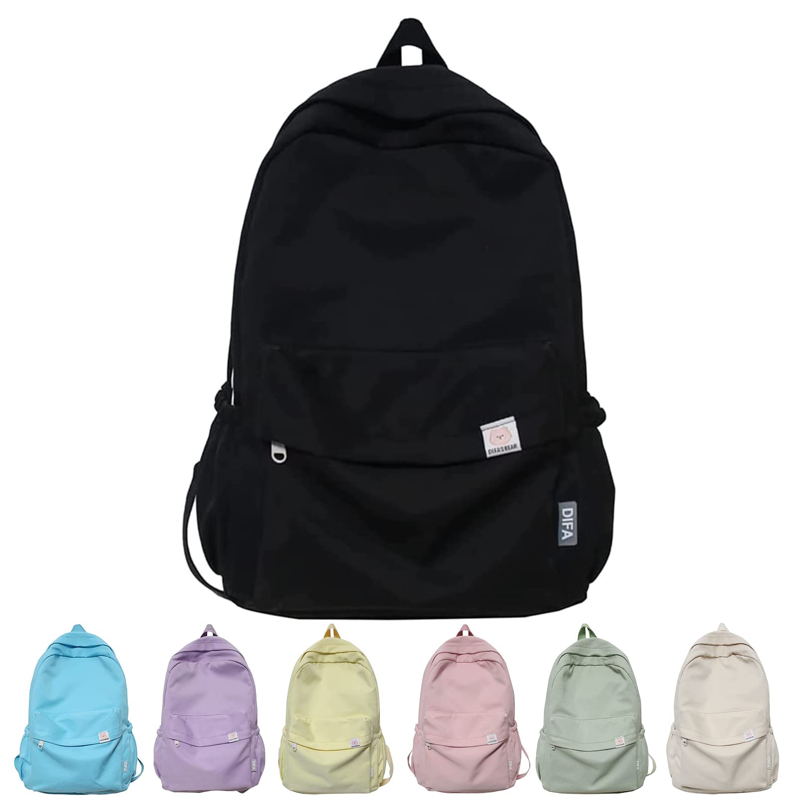 Stylish Sage Green School Backpack for Teen Girls - Kawaii Aesthetic Backpack with Laptop Compartment | Perfect for High School, College & Travel (Black)