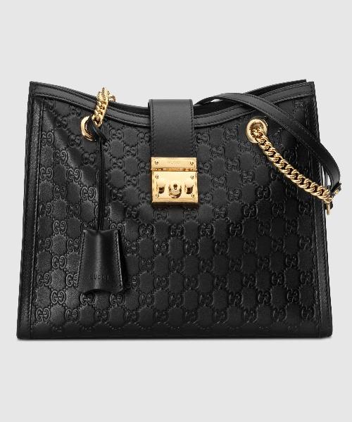 Gucci Padlock Signature Medium Soft Leather Shoulder Bag for Women - Black Luxury Handbag for Work, Travel & Everyday Use