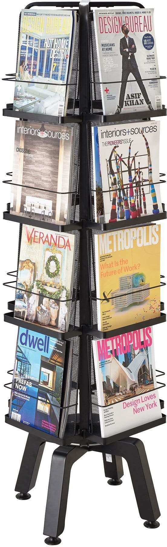 Safco Onyx 16-Pocket Rotating Magazine Rack - 360° Swivel Organizer for Home, Office & Waiting Rooms - Perfect for Magazines, Books & Brochures Storage (Model 5580)