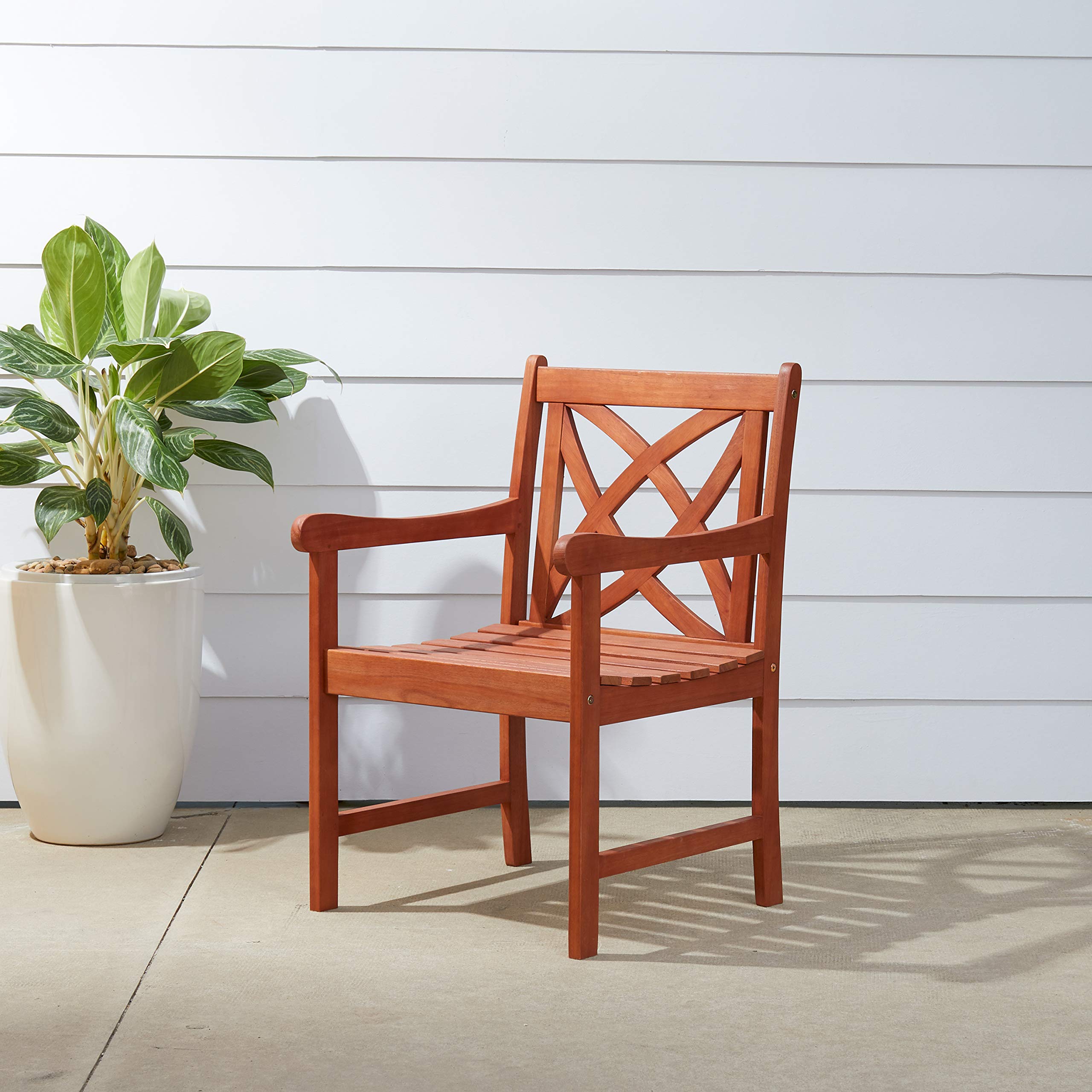 VIFAH Malibu Outdoor Garden Armchair - Weather-Resistant Patio Lounge Chair for Backyard, Poolside, and Deck - Comfortable Relaxation Furniture for Garden, Terrace, and Outdoor Living Spaces