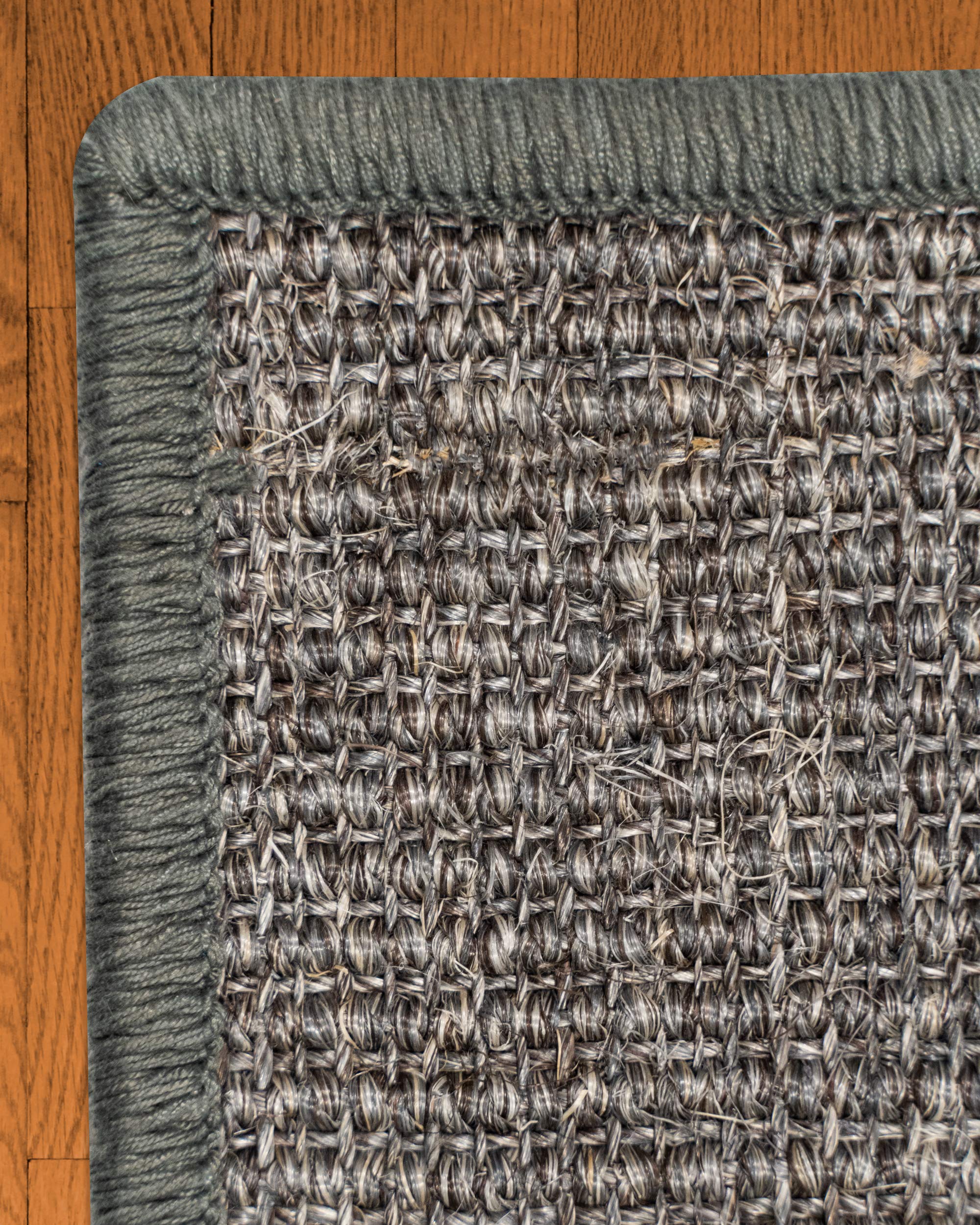 Natural Handmade Sisal Area Rugs - Balboa Grey Non-Slip Stair Treads for Pets, Kids & Seniors | 9