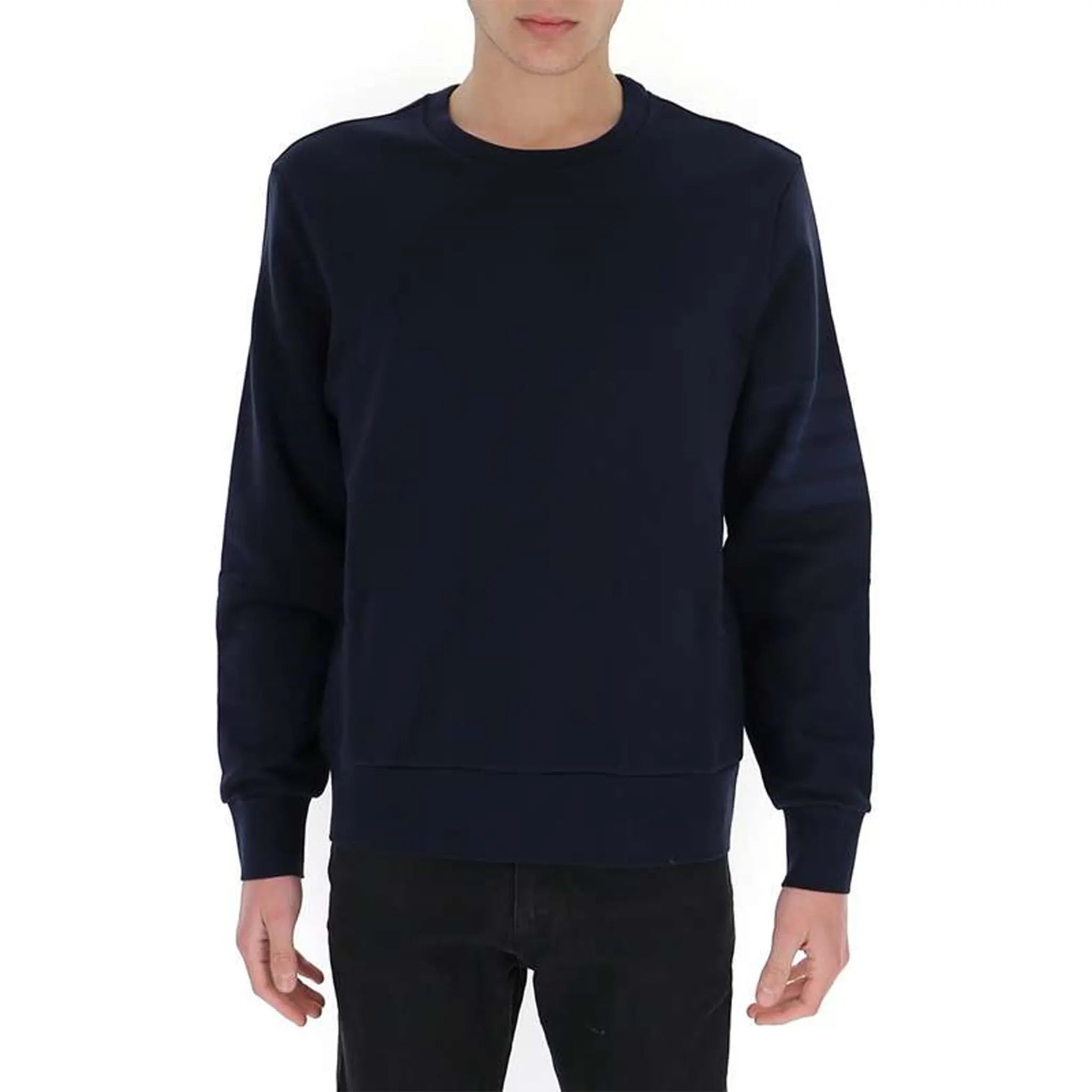 Thom Browne Classic Loopback 4-Bar Tonal Relaxed Navy Blue Sweatshirt for Men | Premium Cotton Casual Pullover | Perfect for Streetwear, Lounge & Everyday Wear