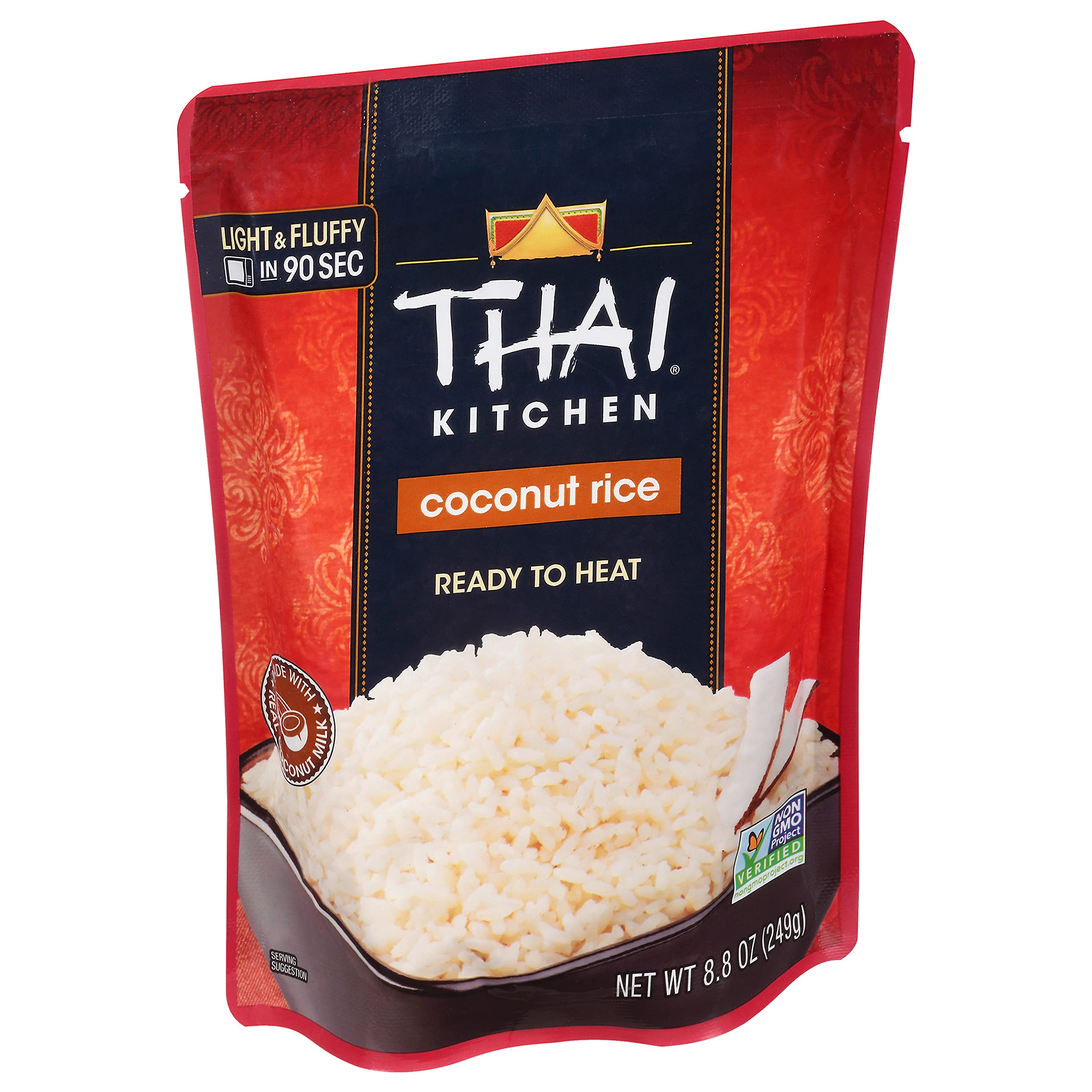 Premium Thai Kitchen Coconut Rice, 8.8 oz (Pack of 6) - Authentic Thai Sticky Rice for Asian Cuisine, Desserts & Meal Prep - Gluten-Free & Vegan Friendly