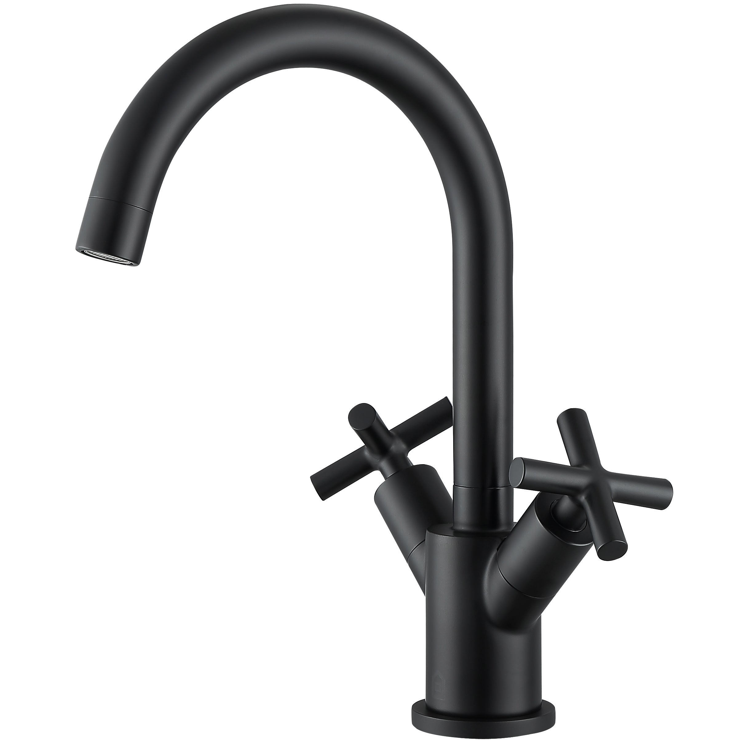 Matte Black Single Hole Cross Handle Bathroom Faucet - Ava Series | Modern Bathroom Sink Faucet for Vanity, Powder Room & Guest Bath | Durable & Stylish Design