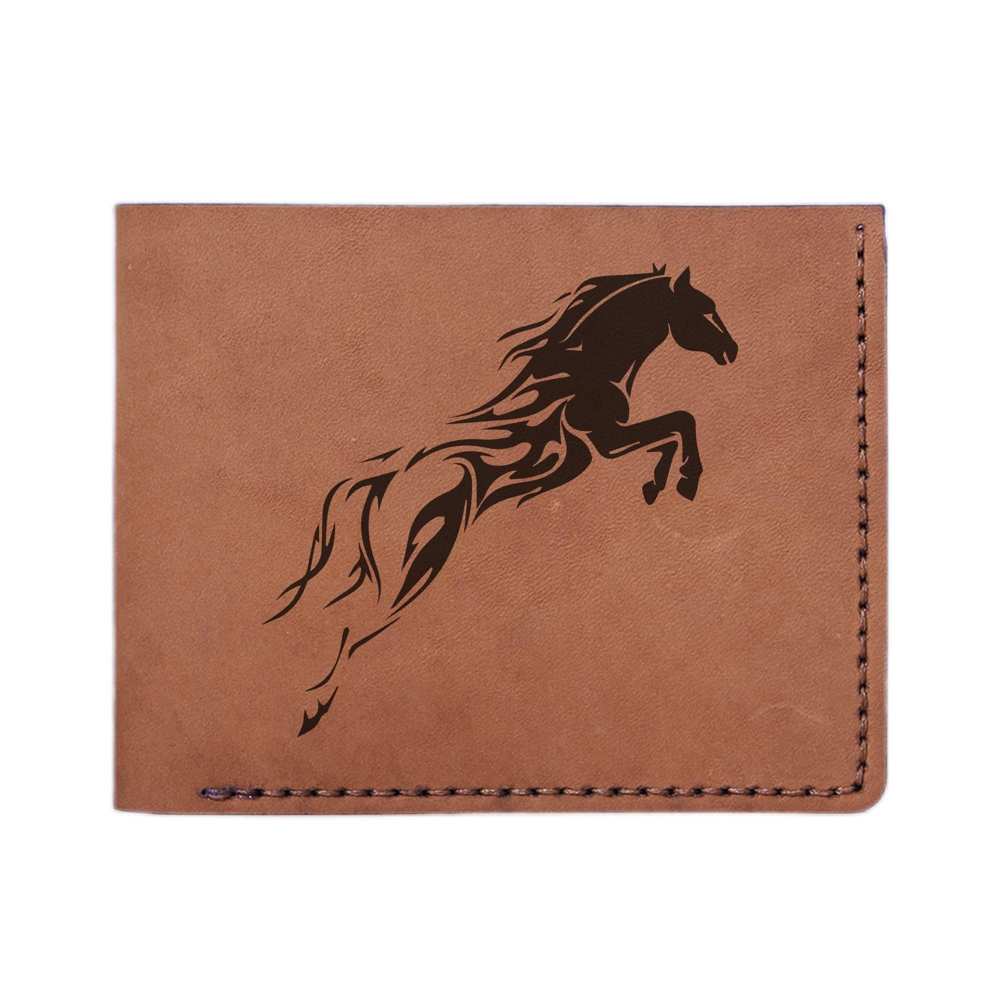 Genuine Handmade Pull-Up Leather Wallet for Men with Tribal Horse Design - Perfect for Everyday Use, Travel & Gifting