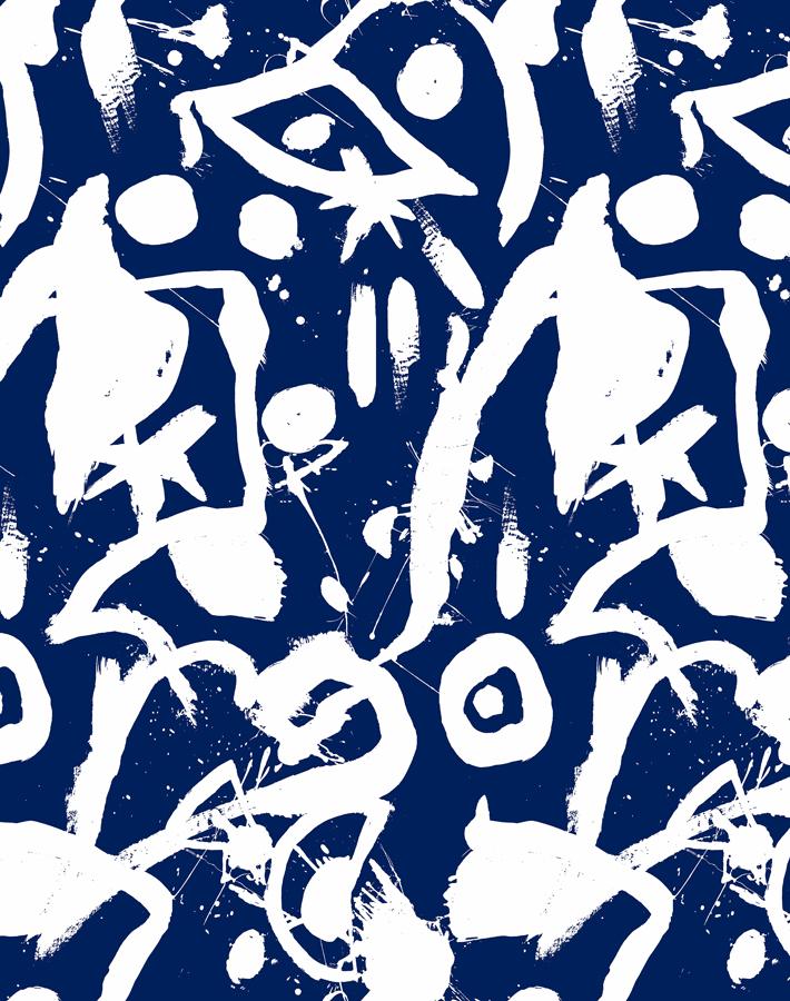 Chris Benz 'El Quijote' Navy Blue Wallpaper - Premium Peel & Stick Removable Wallpaper for Living Room, Bedroom, Nursery Decor