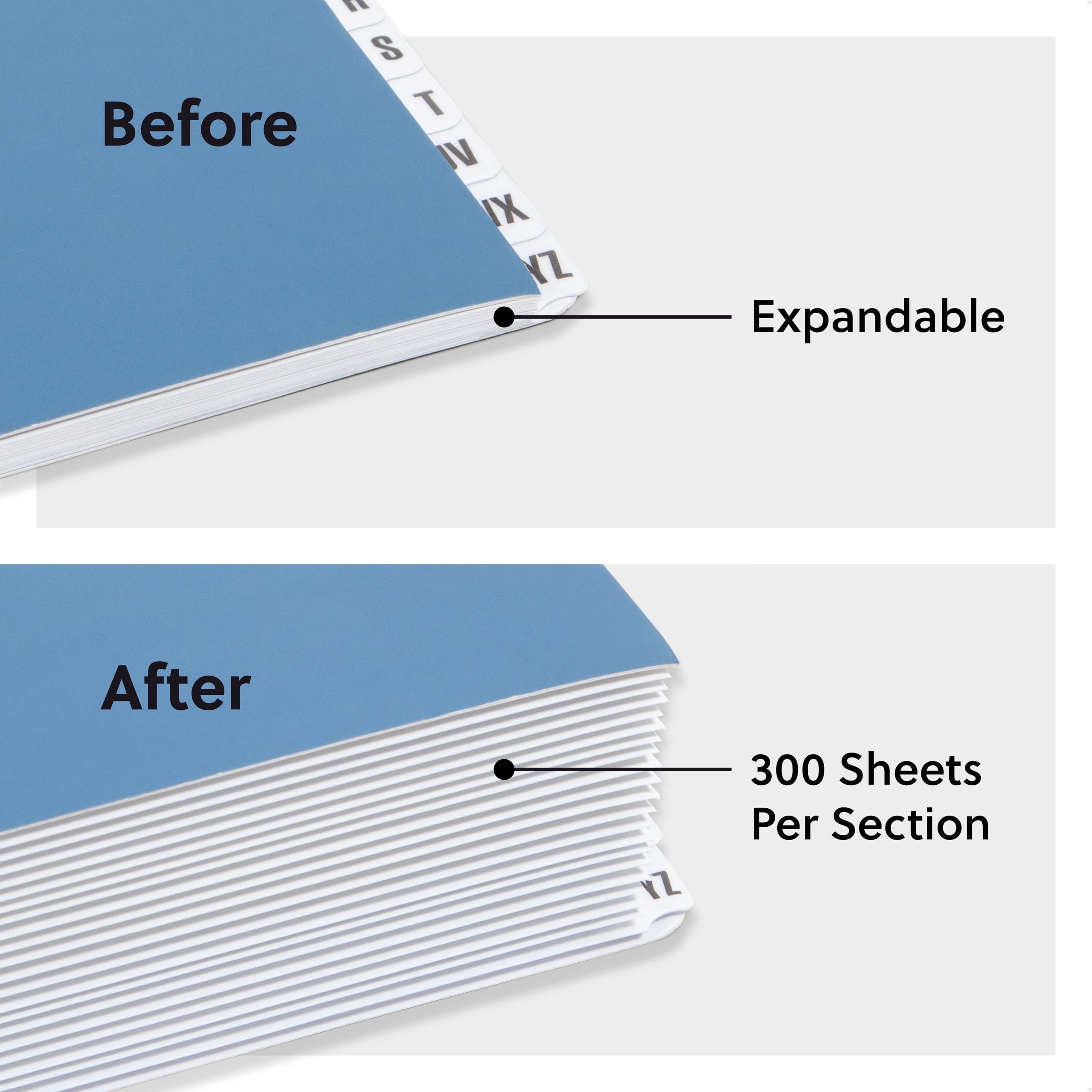 Smead Expandable File Sorter with 20 Indexing Dividers - Alphabetical (A-Z) Desk Organizer for Office Supplies - Letter Size with Laminated Tabs - Dark Blue Office Desk Accessories (89282) - Perfect for Document Management and Workspace Organization
