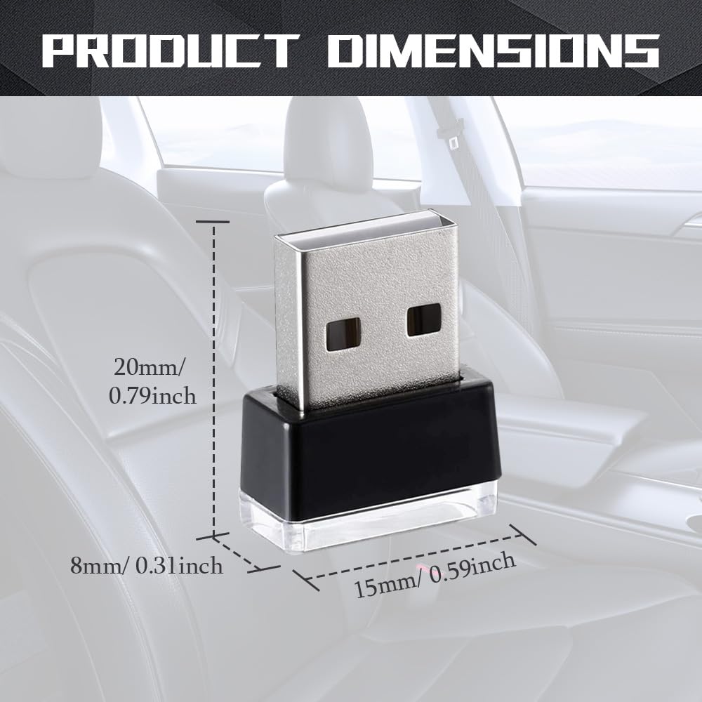 2PCS USB LED Car Interior Atmosphere Lamp - Mini USB Ambient Lighting Kit for Most Cars, Car Night Lights & Decoration Lights | Perfect for Dashboard, Footwell, and Cup Holder Lighting - Enhance Your Driving Experience at Night