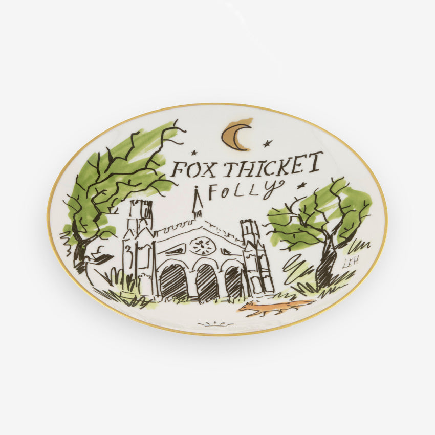 Ginori 1735 Profumi Luchino Decorative Plate - Fox Thicket Folly Design | Elegant Italian Ceramic Dinnerware for Home Decor & Gift Giving | Perfect for Dining Tables, Wall Displays, and Special Occasions
