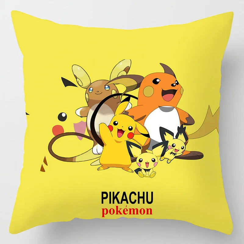 Pokemon Pillow & Cushion Covers - Soft Anime Character Bedding Decor for Kids Room, Gaming Chair, Sofa & Car Accessories