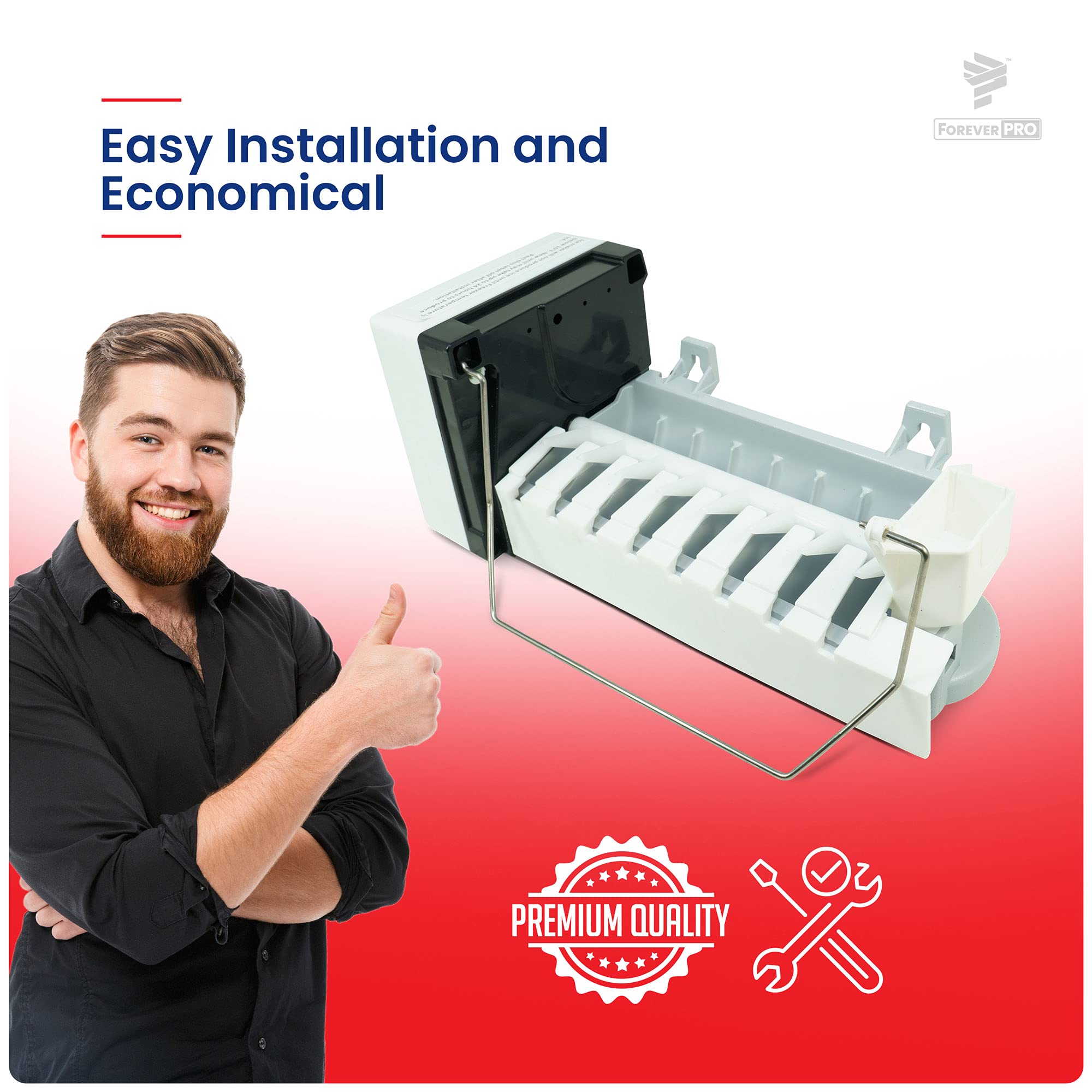ForeverPRO 1129316 Ice Maker Kit with Square Plug - Compatible with Whirlpool Refrigerator Models 2155184, 1108106, 1108154, 1114209 - Perfect for Easy Ice Maker Replacement & Repair
