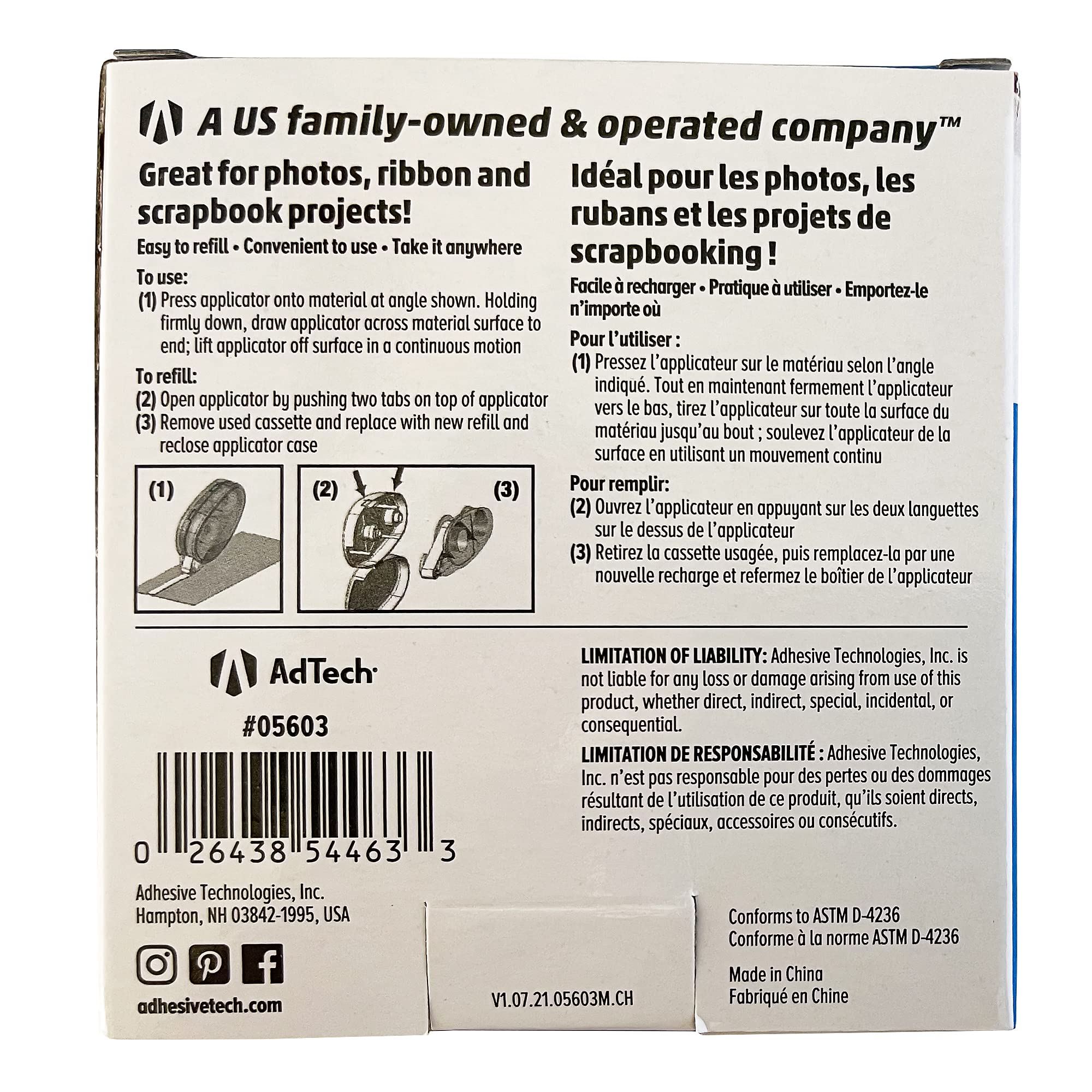 AdTech Glue Runner for Scrapbooking Supplies - Clear 4 Count (Pack of 12) Cartridges - Perfect for DIY Crafts, Photo Albums, and Card Making - 05603-CASE