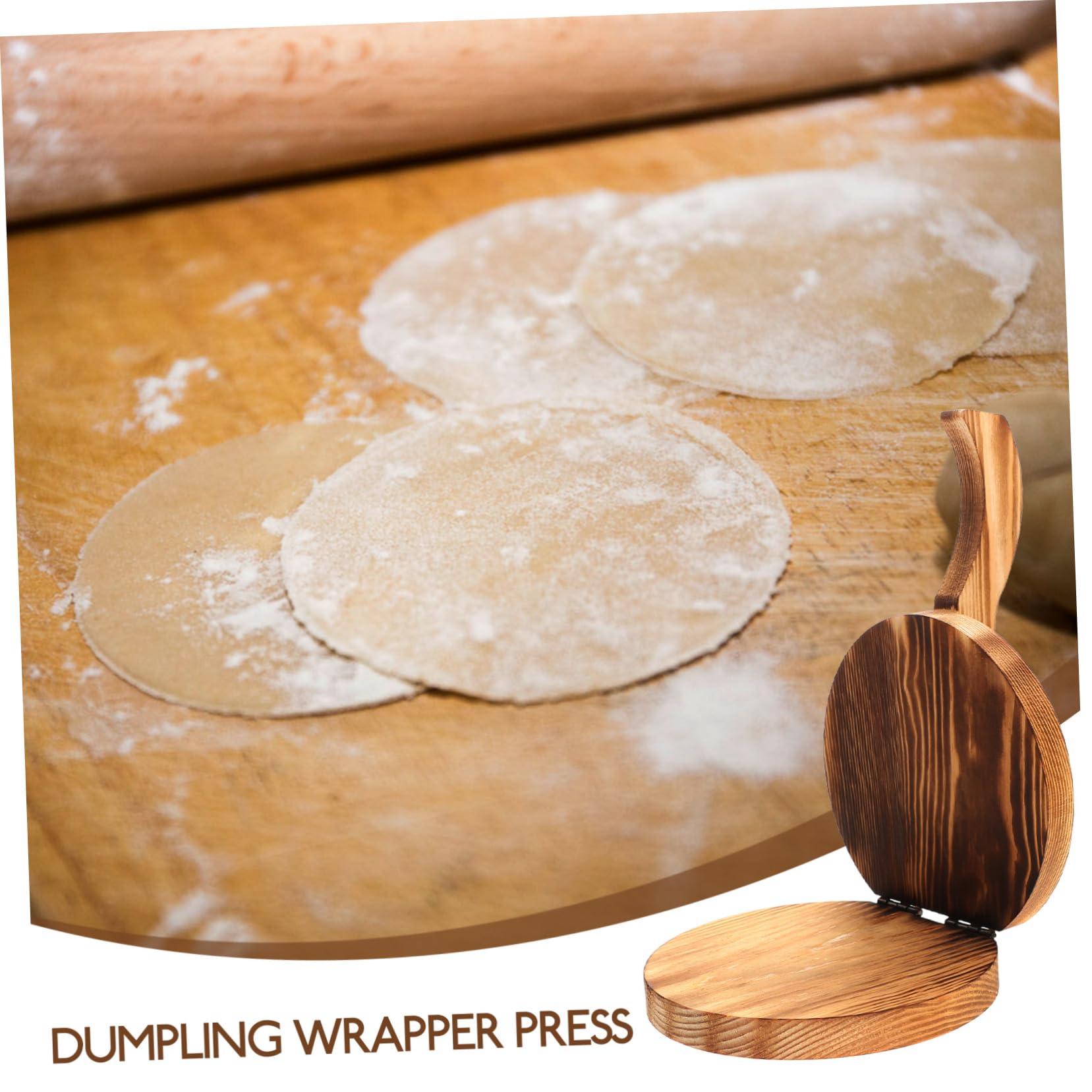 Wooden Dumpling Maker & Pizza Press - Dough Pressing Tool for Easy Homemade Dumplings & Pizzas | Essential Kitchen Gadget for Baking, Cooking & Meal Prep | Dishwasher Safe & Easy to Clean