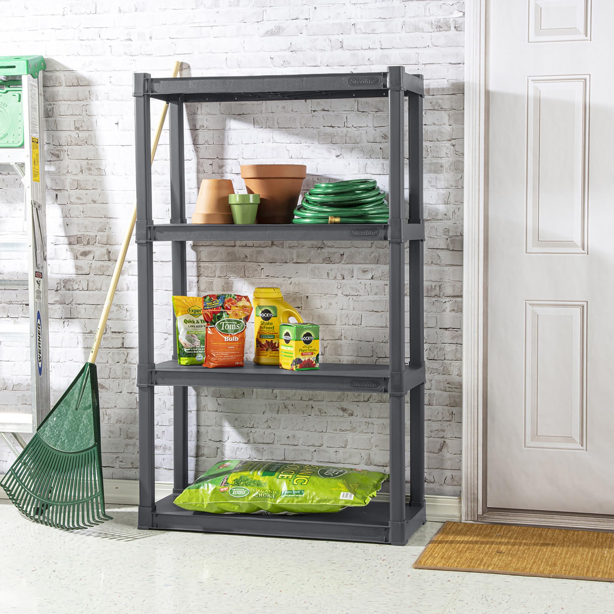 Sterilite 4-Shelf Storage Unit - Heavy Duty Gray Shelves for Garage & Closet
