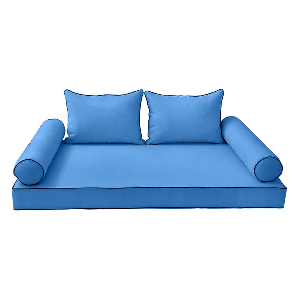 Prolinemax Outdoor Style 4 Twin-XL Daybed Mattress Cover with Contrast Trim - Fitted Bolster Pillow Sheet AD102 - Perfect for Patio Furniture, Sunroom Lounging & Guest Bed Comfort