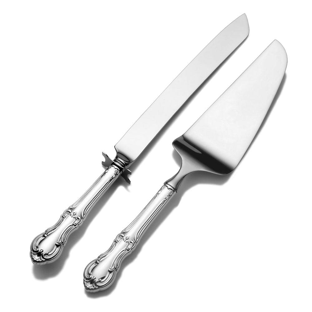 Joan of Arc Sterling Silver Wedding Cake Knife and Server Set - Elegant Bridal Cake Cutting Set for Wedding, Anniversary & Special Occasions