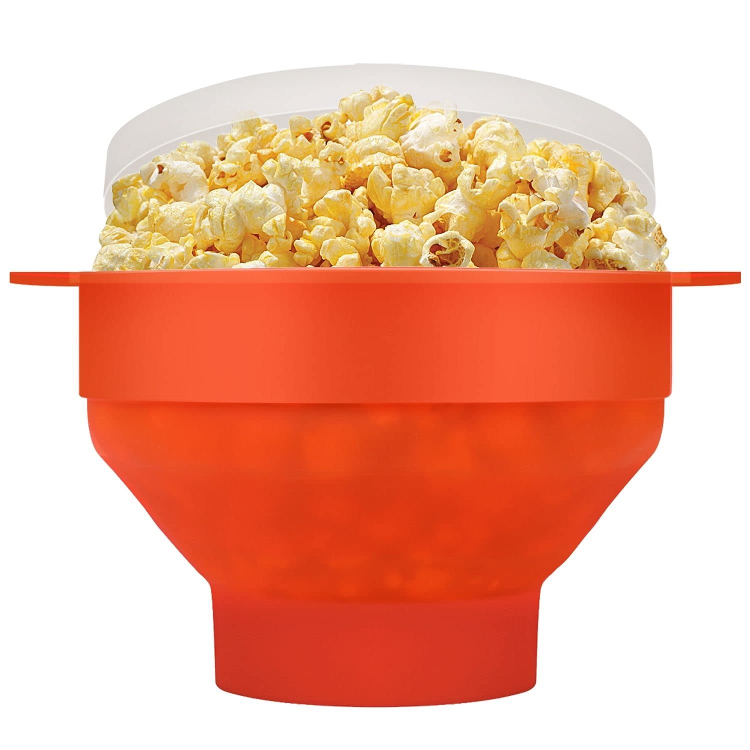 Flexzion Microwave Popcorn Popper Maker with Lid - Collapsible Silicone Bowl, BPA-Free Food Grade Container for Home, Kitchen, Parties & Camping - Perfect for Movie Nights, Snacks & Family Gatherings (Orange)