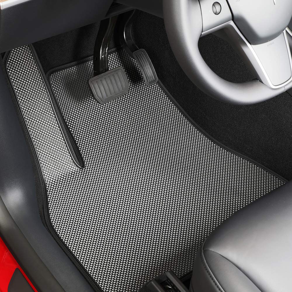 Premium 7-Seat Tesla Model Y Floor Mats (2022 Long Range) - All-Weather Waterproof Car Mats - Lightweight & Odorless - Made in USA - 3-Piece Set - Perfect for Road Trips, Daily Commutes & Family Adventures