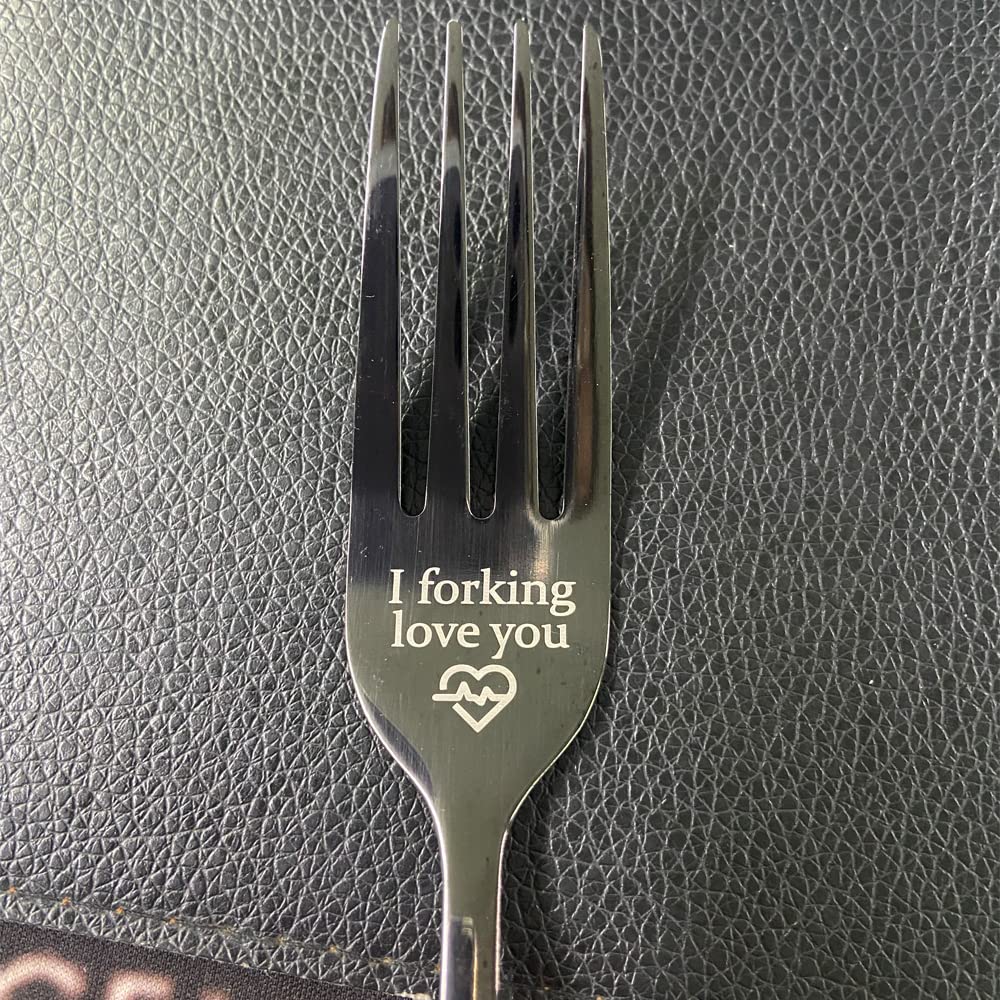 Funny Engraved Stainless Steel Forks - 'I Forking Love You' Dinner Forks Set | Valentine's Day Gifts for Him & Her, Anniversary & Birthday Present | Perfect for Romantic Dinners, Couples Gifts & Special Occasions