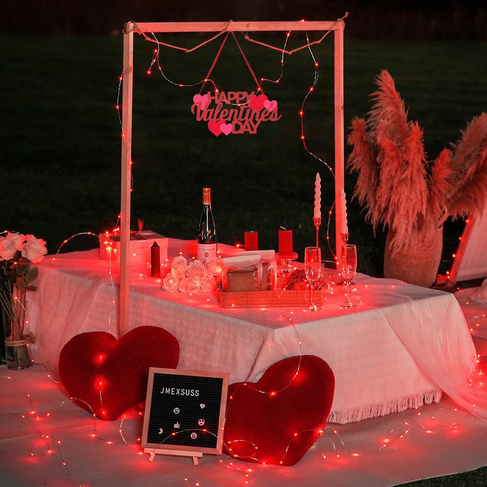 JMEXSUSS 2 Pack 66ft Red Fairy Lights - 200 LED Battery Operated String Lights with Remote Control, 8 Lighting Modes for Valentine's Day, Christmas, Bedroom, Indoor & Outdoor Decorations - Perfect for Weddings, Parties, Garden and Home Ambiance