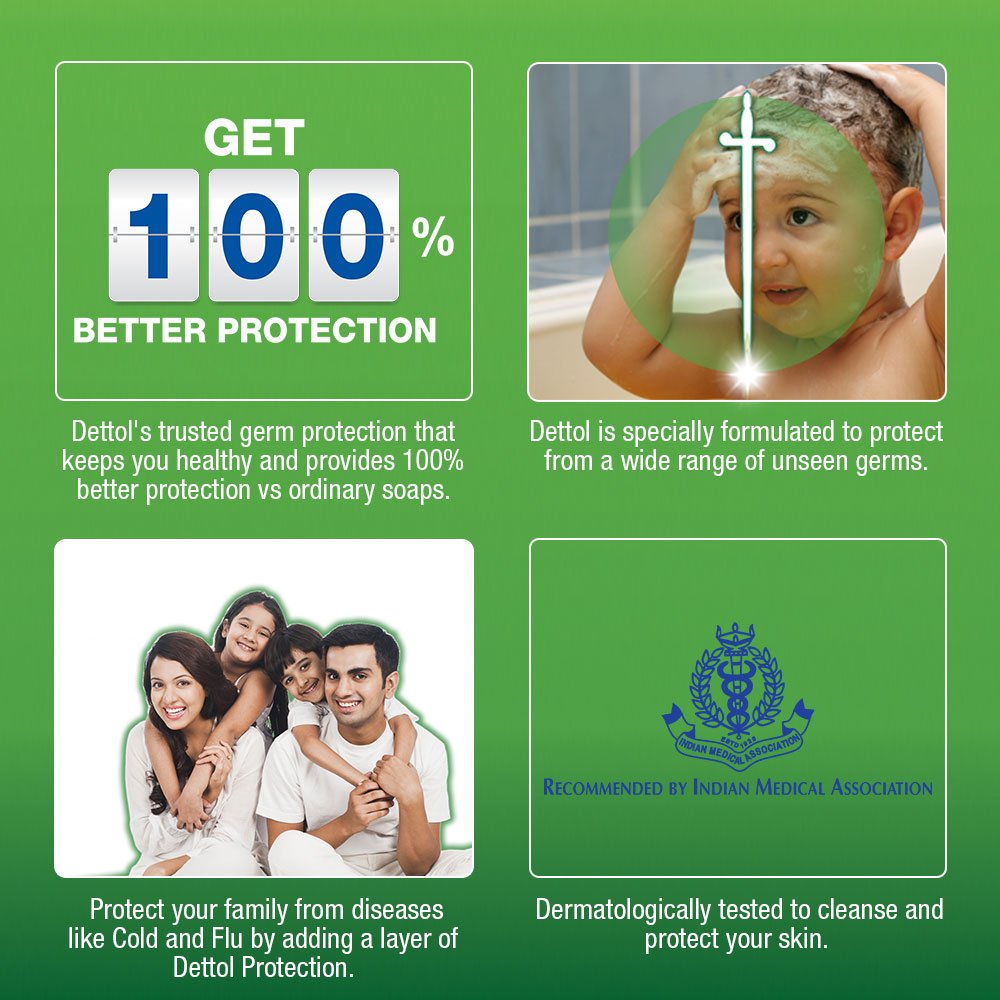 Dettol Antibacterial Skincare Soap Bar 125g (3-Pack) + Free Extra Soap - Gentle Cleansing for Sensitive Skin - Ideal for Daily Hygiene, Travel & Gym Use