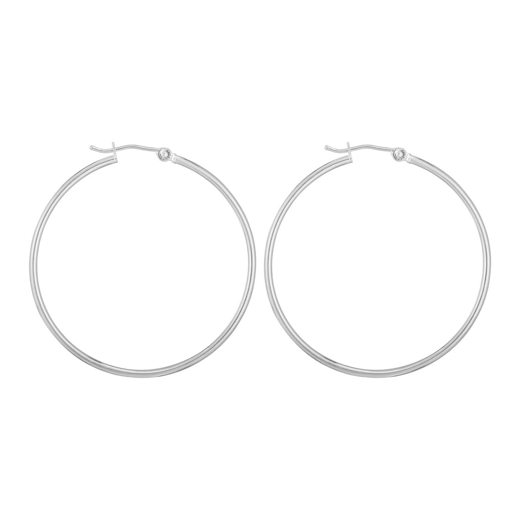 14K Gold Shiny Round Tube Hoop Earrings with Hinged Clasp - Elegant Women's Hoop Earrings for Everyday Wear, Parties & Special Occasions