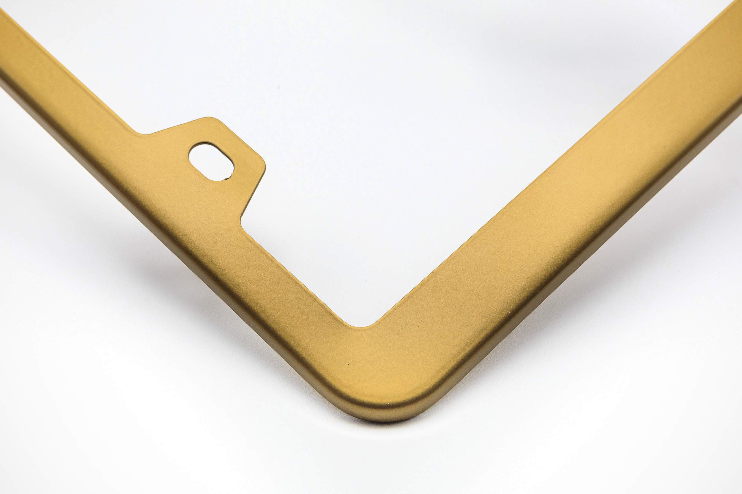 2Pcs Stainless Steel License Plate Frames - Dull Gold License Plate Cover with Corrosion Resistant Security, 4 Hole Design with Screws Included - Perfect for Cars, Trucks & SUVs