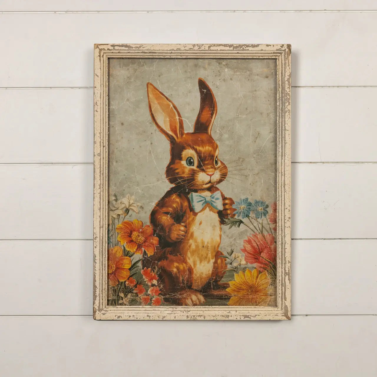 Elegant Framed Brown Bunny with Bow Tie - Perfect for Easter Decor, Nursery Room, and Gift Giving