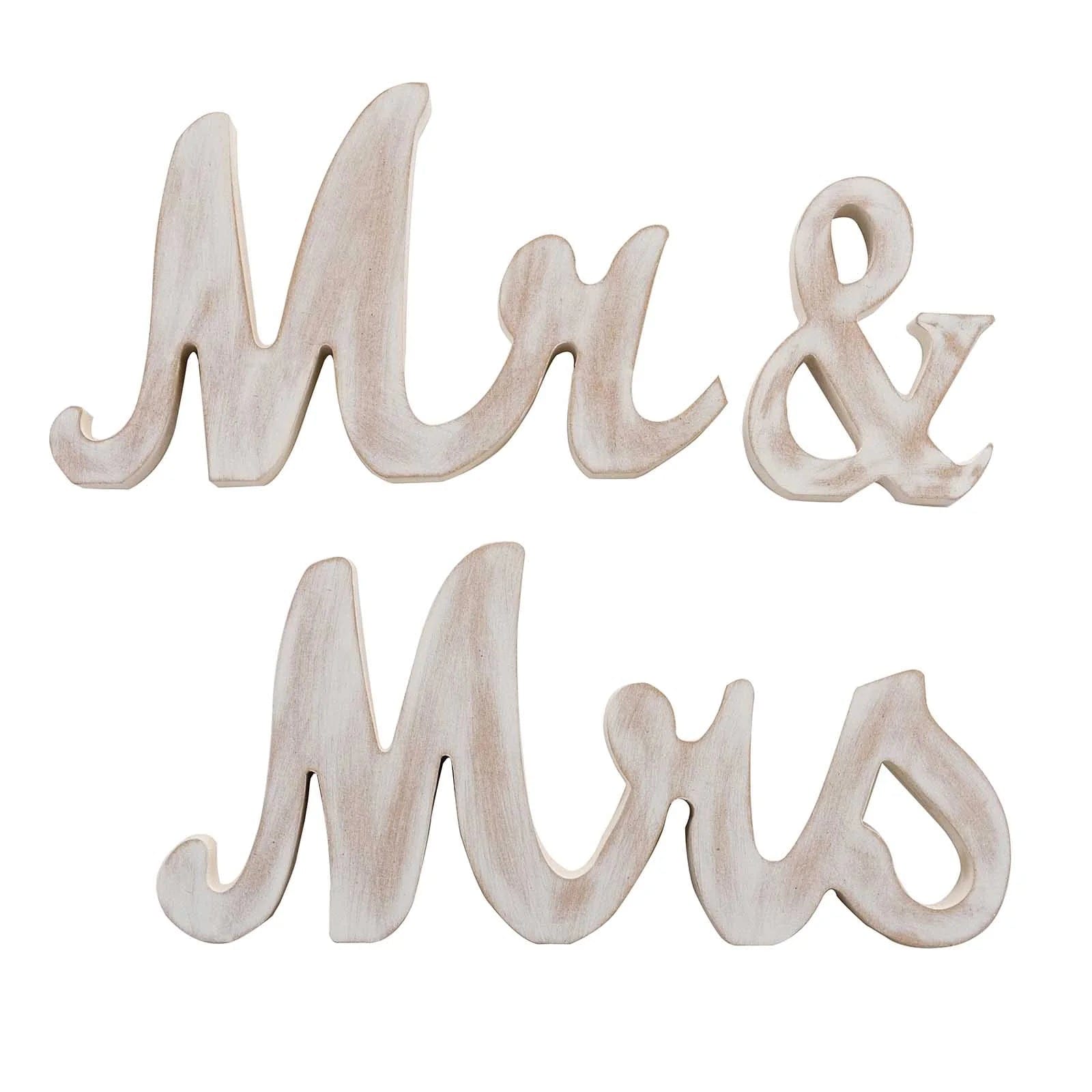 Glittered Wooden Mr & Mrs Freestanding Wedding Table Signs - Elegant Couple Name Display for Wedding Reception, Anniversary & Romantic Decor