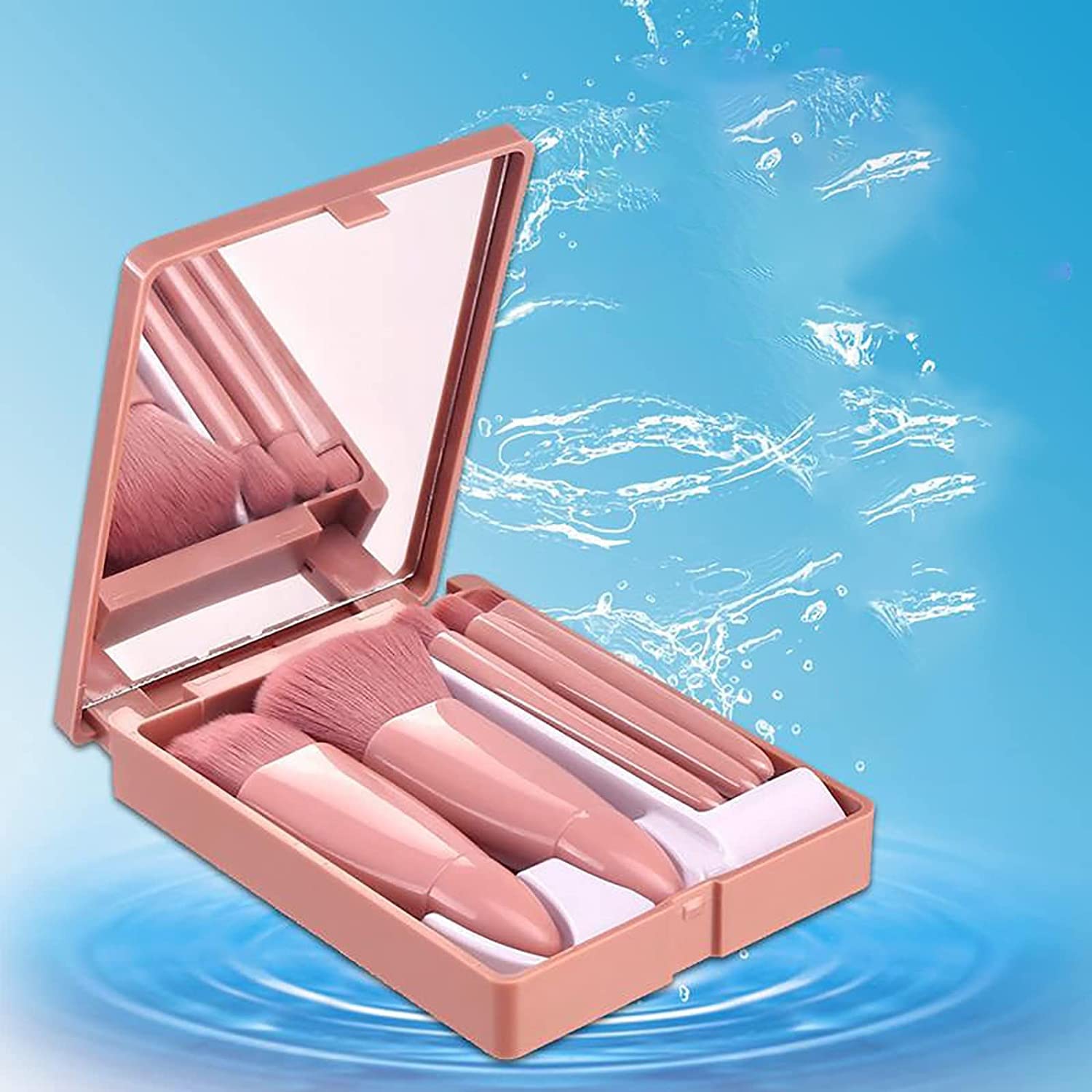 Professional Makeup Brush Set - 12 Piece Portable Mini Travel Cosmetic Brushes Kit with Mirror | Complete Face & Eye Makeup Tools for Foundation, Blush, Eyeshadow & Contouring | Perfect for Travel, Home Use & Professional Makeup Artists