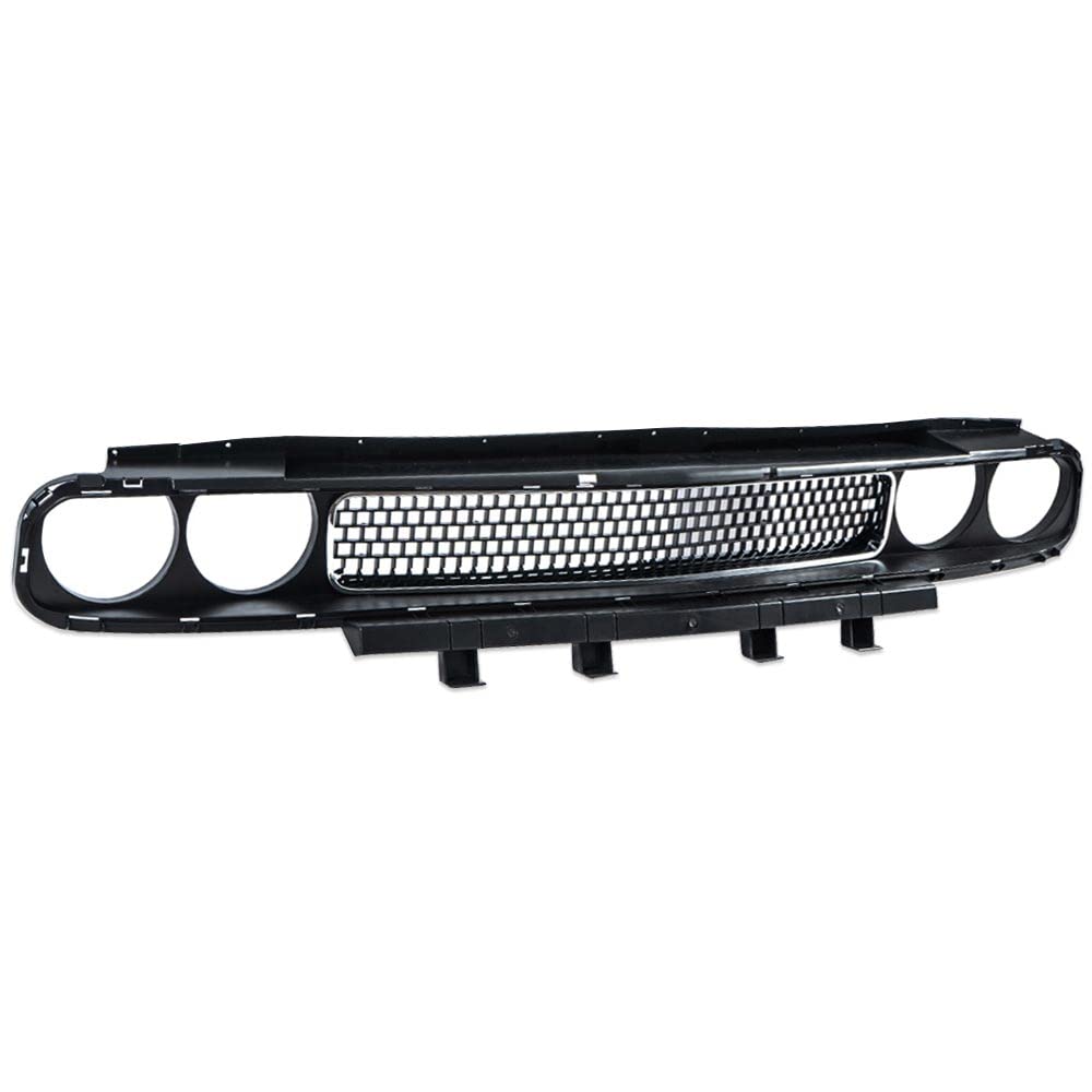 PIT66 Front Upper Grille Assembly for 2008-2014 Dodge Challenger - Black Molding Grill Insert Trim (Replaces 68043388AA) | Perfect for Car Upgrades & Customization