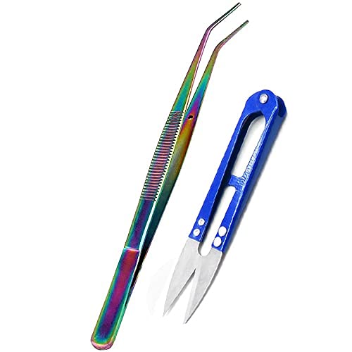 Rainbow Color Sewing Machine Tweezers with Scissors & Thread Cutter - Blue Sewing Accessories for Quilting, Embroidery & Fabric Crafts