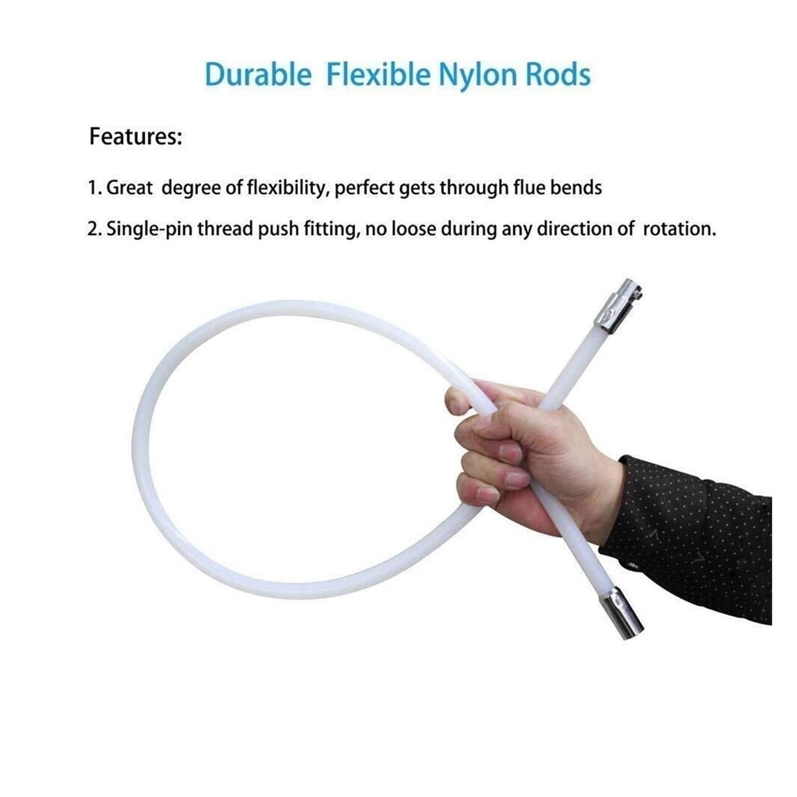 **Pellet Stove Chimney Sweep Kit - Flexible Nylon Swivel Brush with 15 Rods (410mm) - Efficient Chimney Cleaning for Wood Stoves, Fireplaces & Pellet Stoves**
