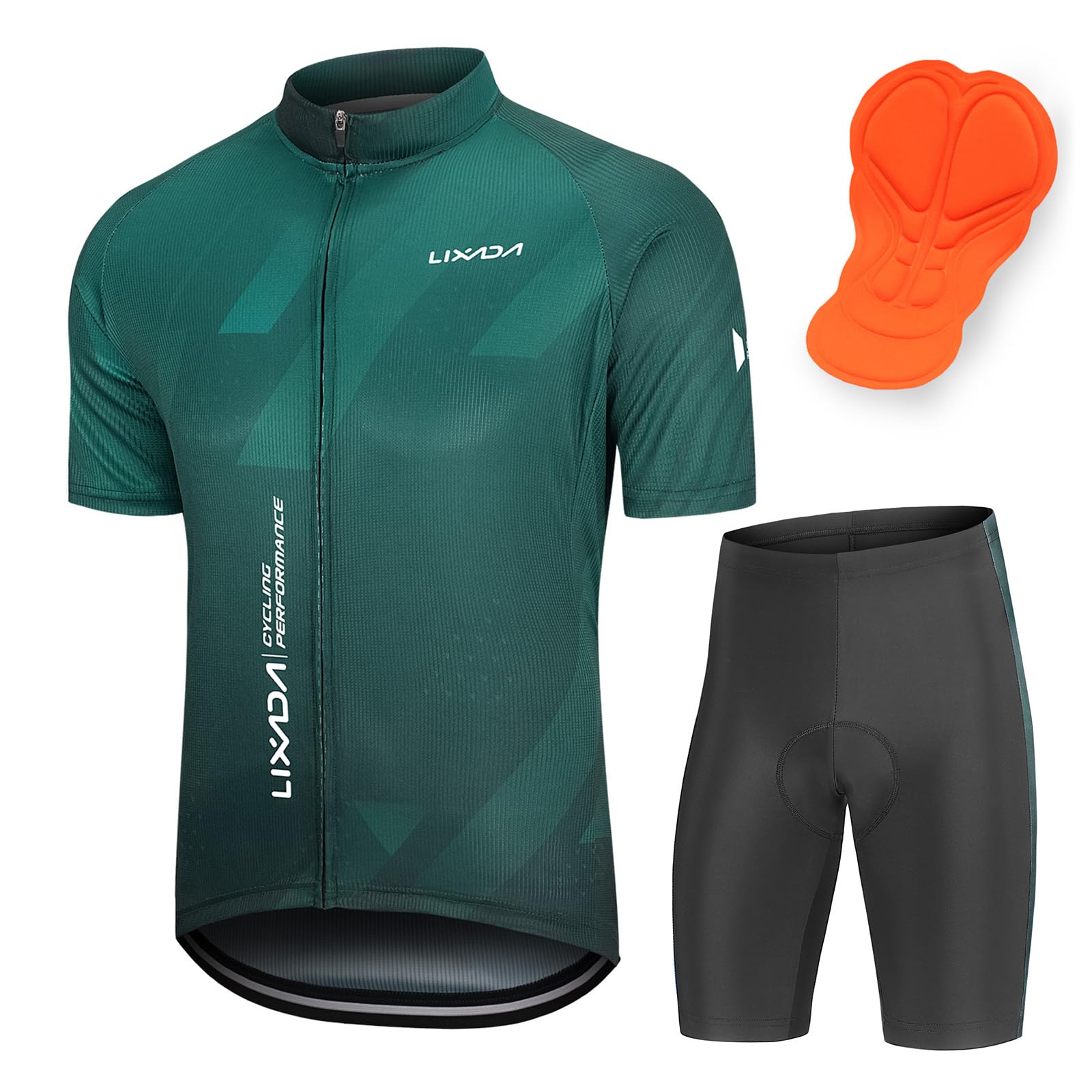Lixada Men's Cycling Jersey & Padded Shorts Set - Quick-Dry, Breathable Bike Clothing for Summer - Perfect for Road Biking, Mountain Cycling & Outdoor Sports