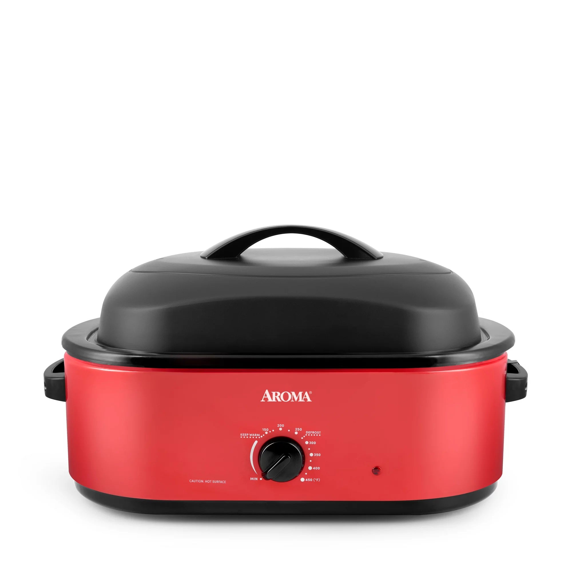 Aroma ART 718RH 18 Quart Roaster Oven with High Dome Lid - Red Countertop Slow Cooker for Holiday Meals, Potlucks & Family Gatherings