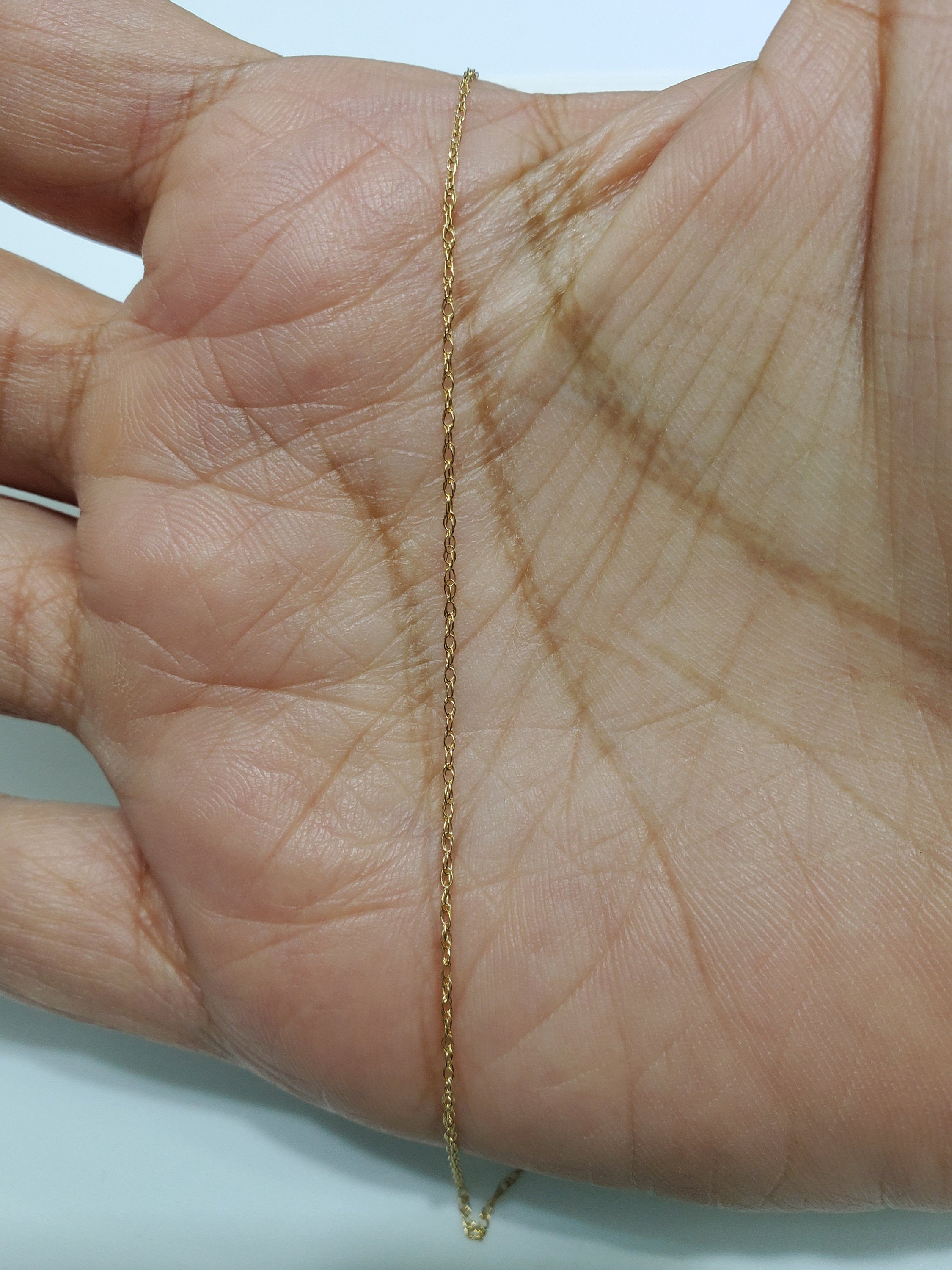 14K Yellow or Rose Gold Thin Dainty Rope Chain Necklace - 0.95mm Delicate Solid Gold Jewelry for Women - Perfect for Layering, Everyday Wear & Special Occasions