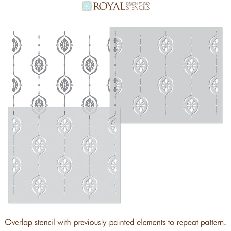Chatelaine Stripes Wall Stencil - DIY Home Decoration Stencil for Painting Striped Patterns on Walls, Furniture & More | Perfect for Bedroom, Living Room & Nursery Decor