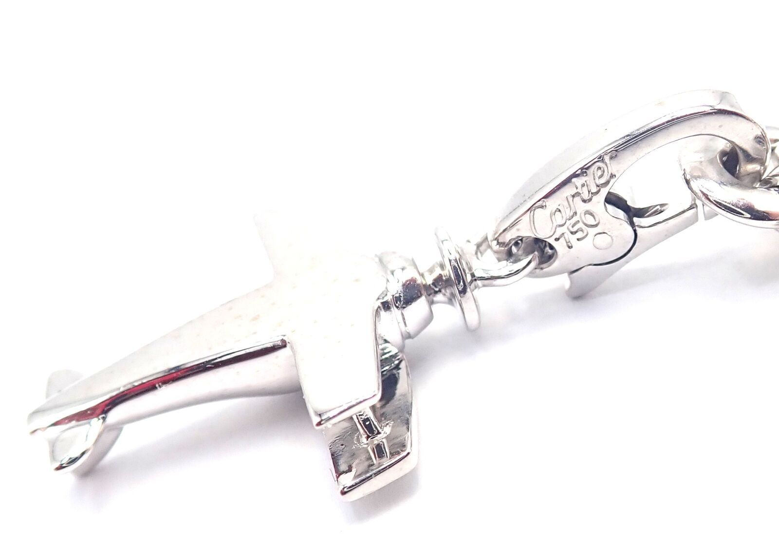 Authentic Cartier 18k White Gold Bracelet with 4 Charms - Panther, Airplane, Love & Box Link | Luxury Jewelry Gift for Women, Anniversary & Special Occasions