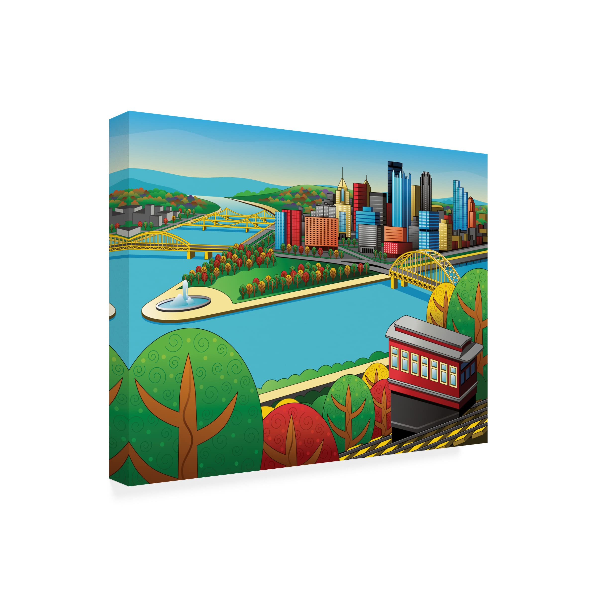 Trademark Fine Art 'Pittsburgh Incline Autumn' Canvas Wall Art Print by Ron Magnes - Perfect for Living Room, Bedroom & Office Decor